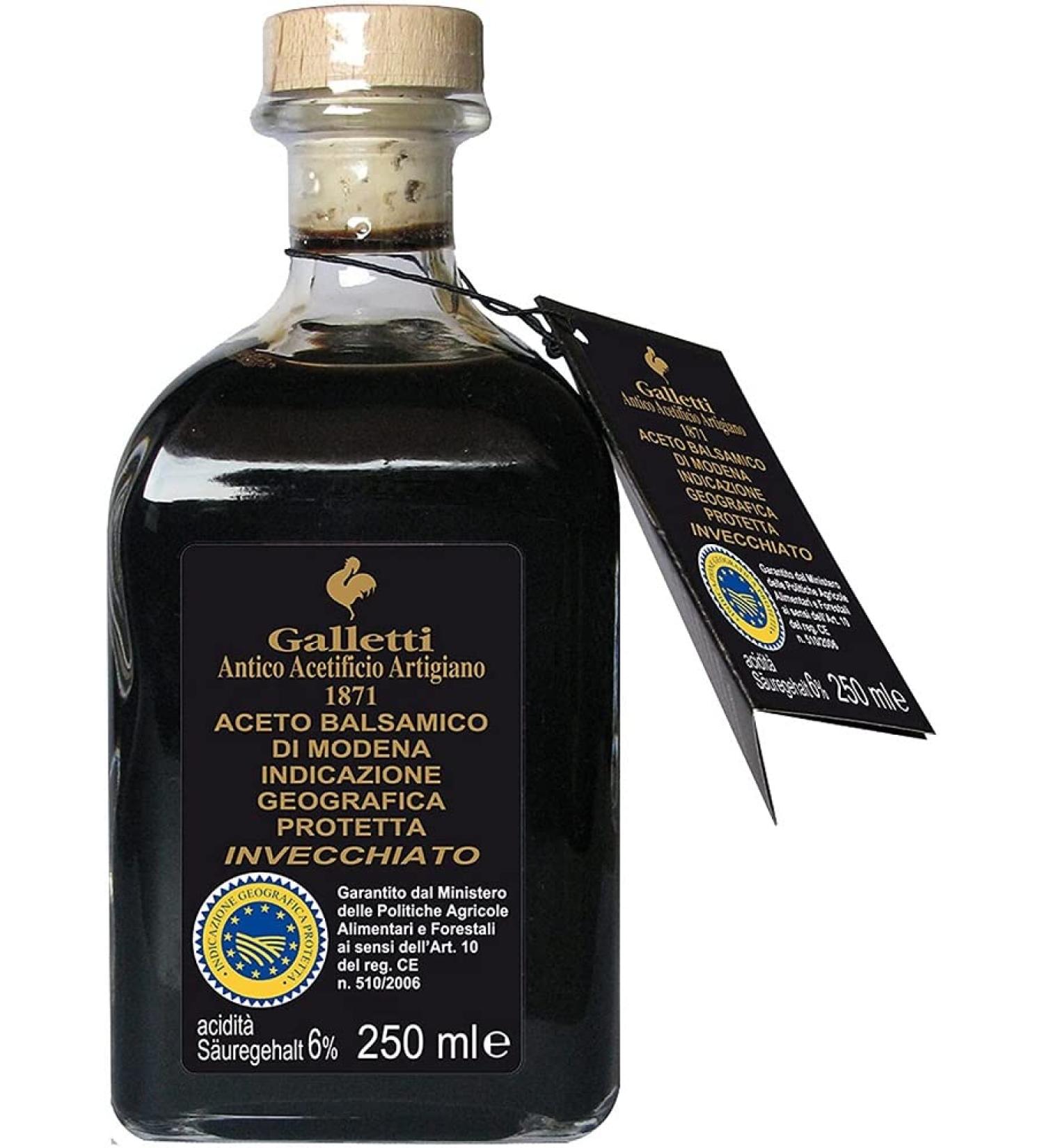 Galletti - Balsamic Vinegar of Modena I.G.P. (250ml) | High Density | Aged 3 years in Small Barrels | Supplied in a bottle - Buy Online on GoSupps.com