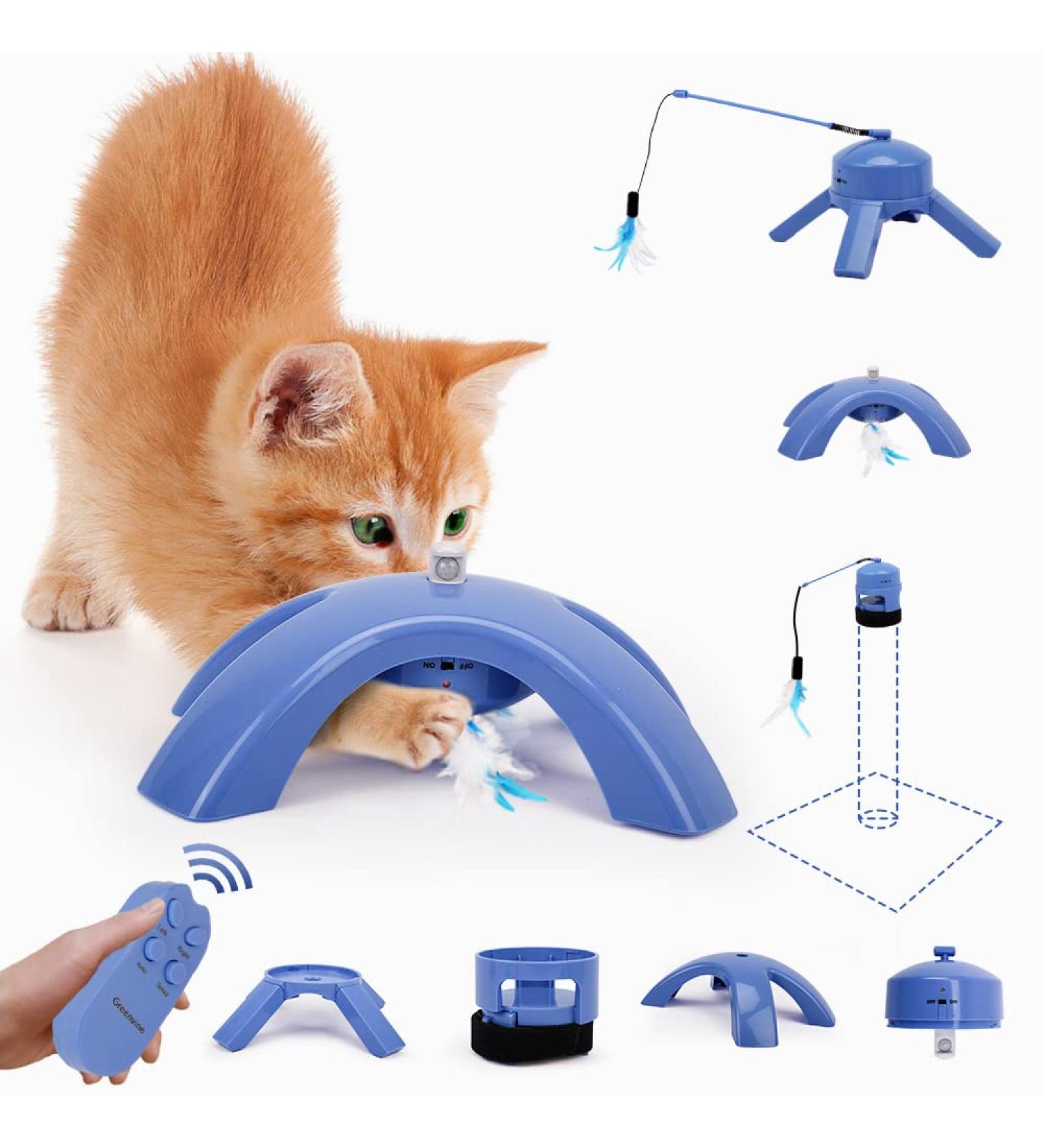 Greenvine Transformer Cat Toy: Smart Sensing Interactive Feather Toy 3 in 1 with Remote Control | For Indoor Cats - Buy Online on GoSupps.com