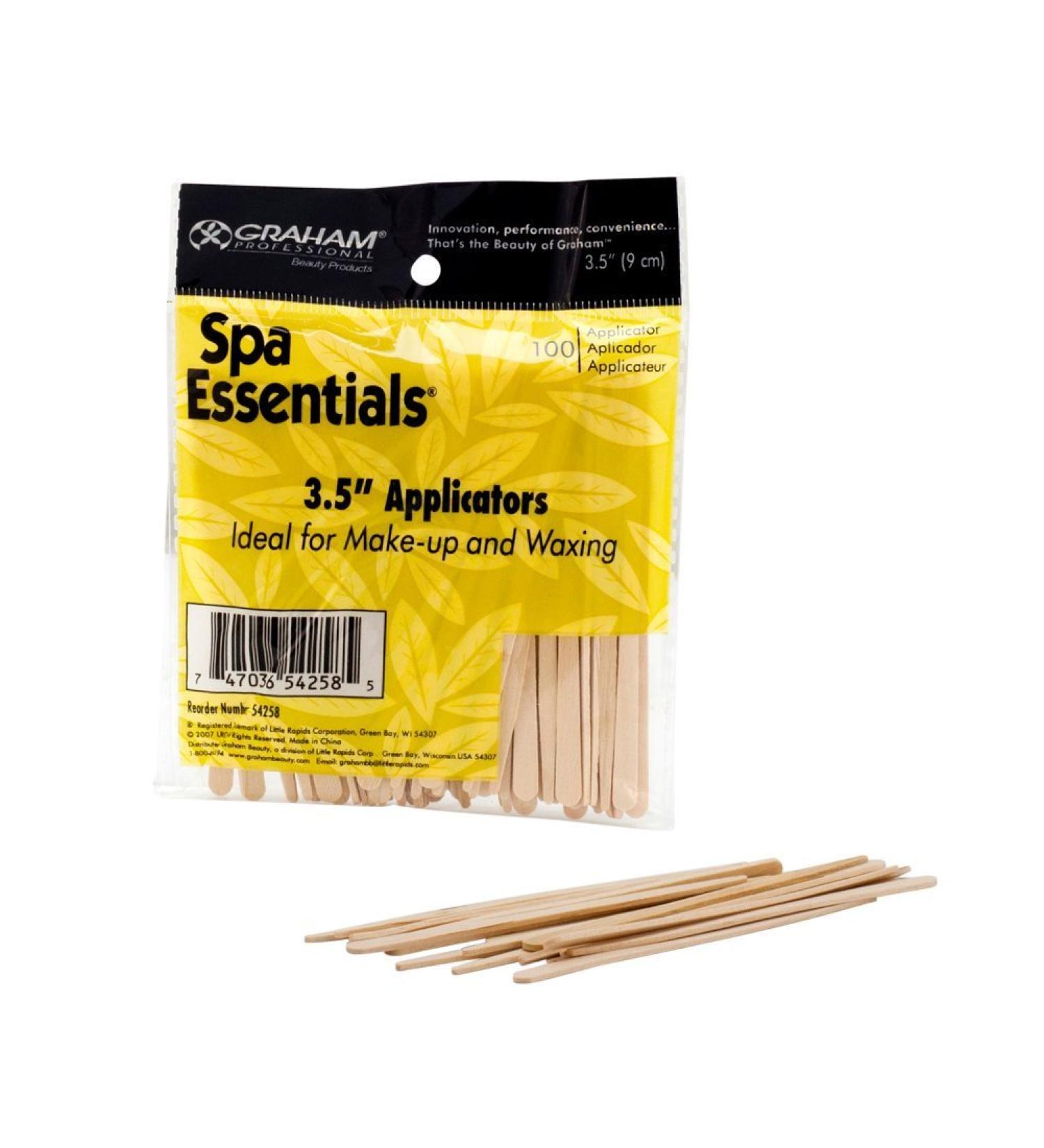 Graham Spa Essentials Lip Applicators 100 Wooden Hair Waxing Makeup 3.5" Sticks by Graham Professional