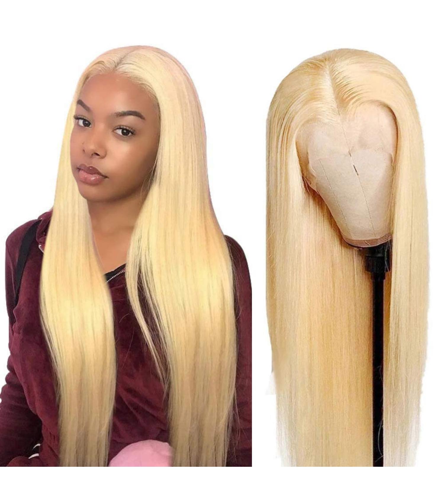 Ali Panda HD 613 Blonde Straight Lace Front Human Hair Wig 16 - 150% Density T-Part Blonde 613 Wig for Black Women - with Baby Hair - Pack of 1 - Buy Online on GoSupps.com