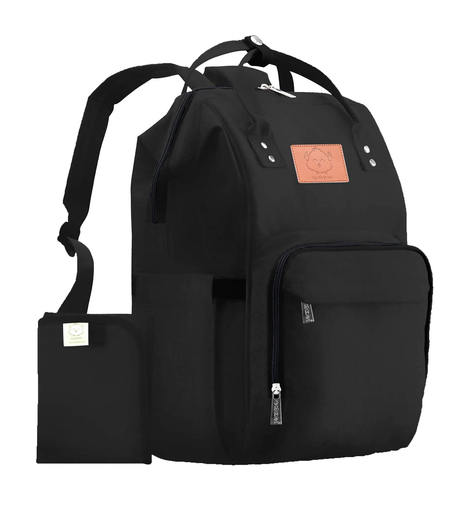 KeaBabies Waterproof Diaper Bag Backpack - Trendy Black | Multi-Function Baby Travel Bag - Buy Online on GoSupps.com