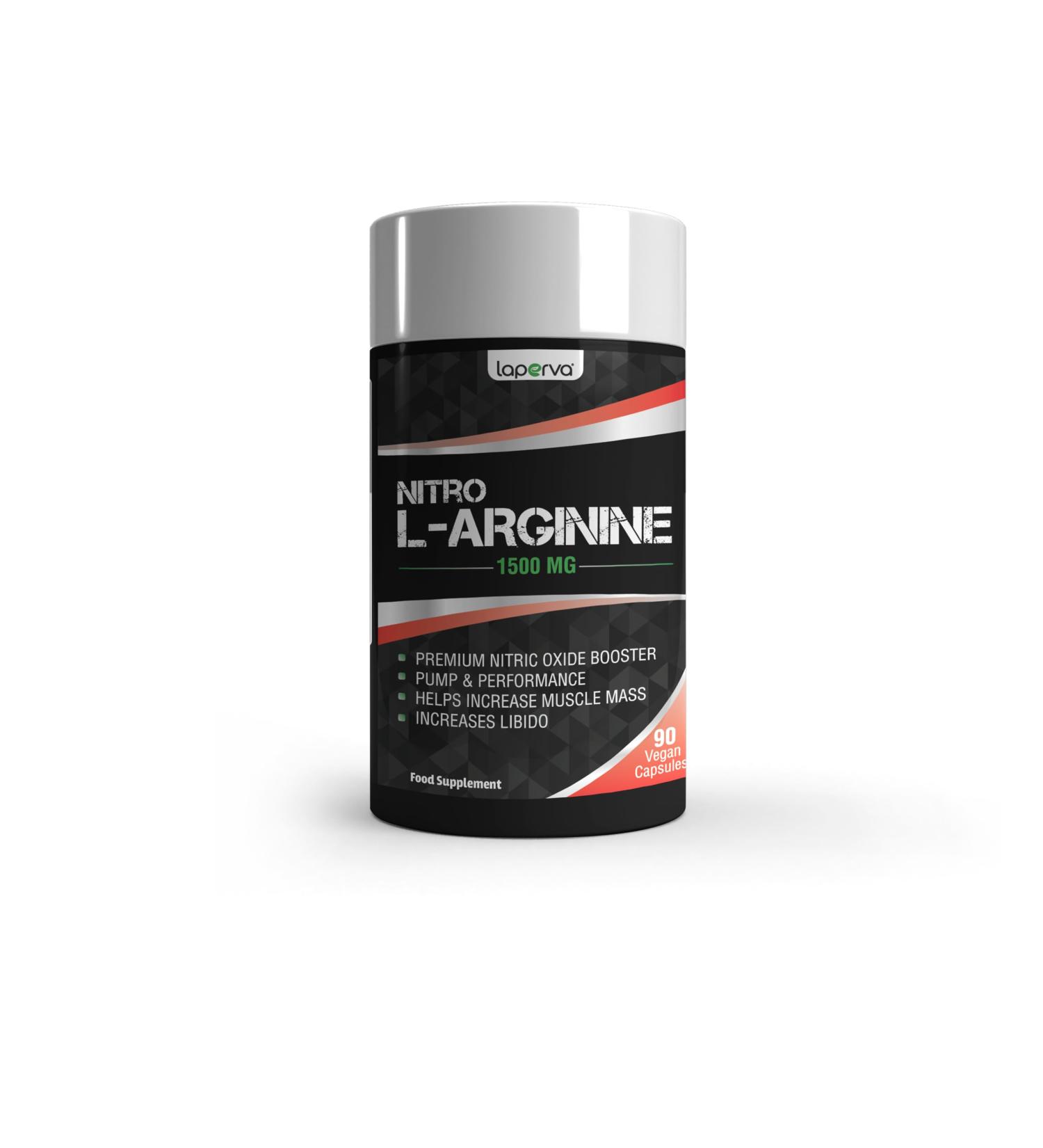 Laperva Nitro L-Arginine 1500mg Capsules - Nitric Oxide Booster - for Pump & Performance Increase Muscle Mass & Libido - Vegan - Gluten Lactose & Soy Free - (90 Vegan Capsules) - Buy Online on GoSupps.com