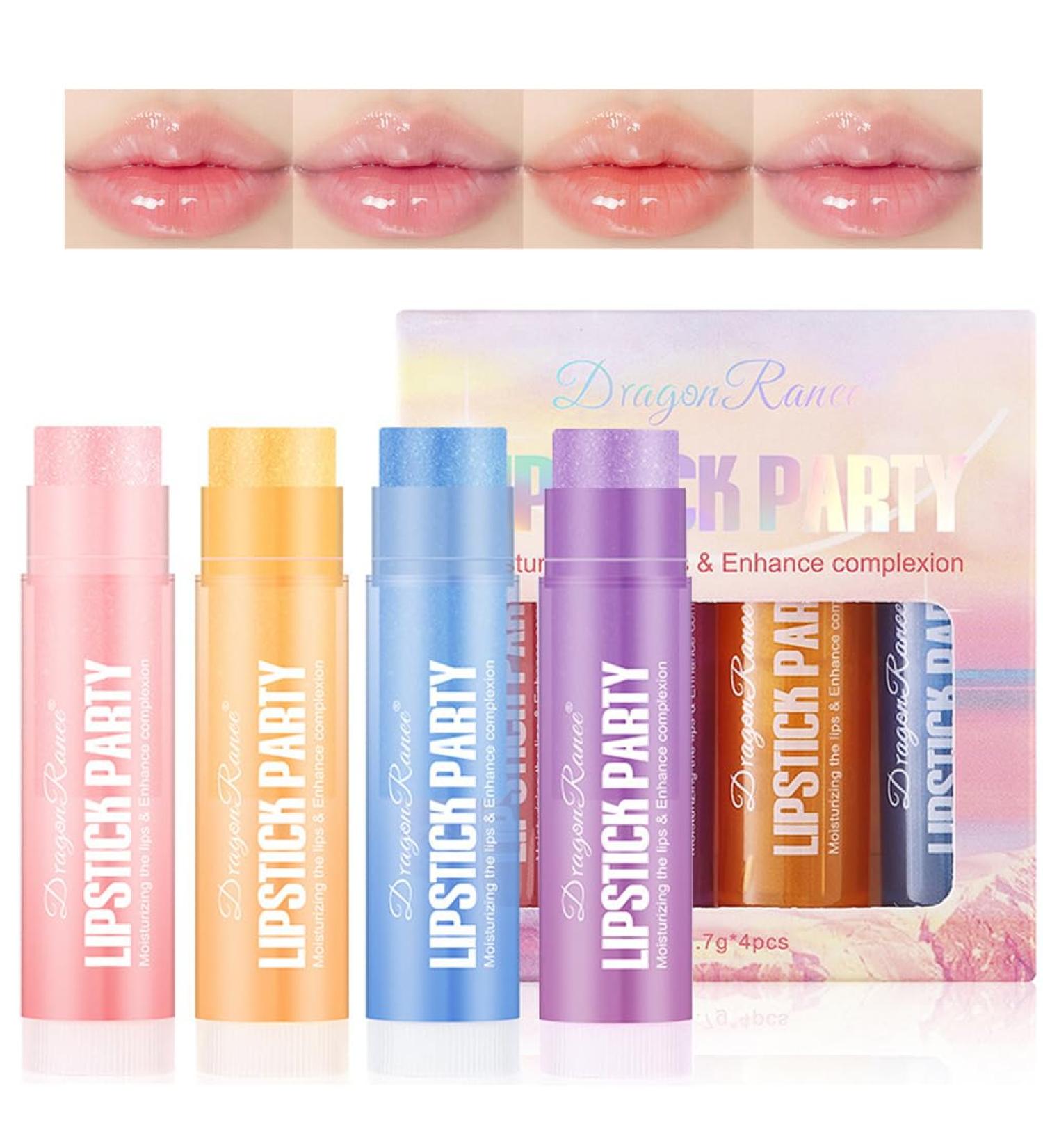 4 Pcs Shimmer Tinted Lip Balm Set Hydrating Color changing Lipstick Moisturizing Tinted Lip Gloss Long Lasting Nutritious Balm Gift Set - Buy Online on GoSupps.com