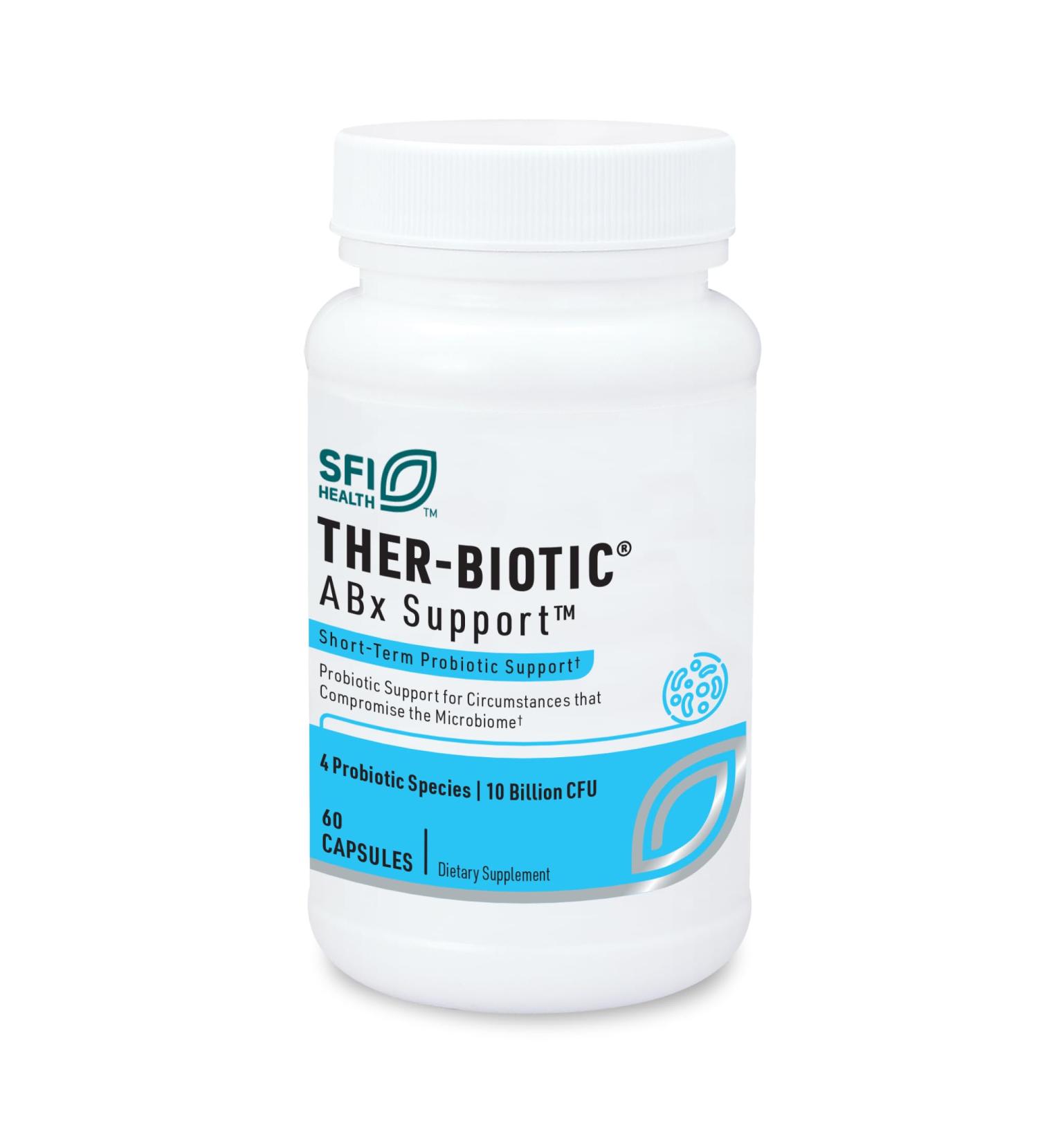 Klaire Labs SFI Health ABX Support Probiotic - 10 Billion CFU Supplement for Support During Antibiotic Therapy, Hypoallergenic & Non-Dairy (28 Capsules) 28 Count (Pack of 1) - Buy Online on GoSupps.com