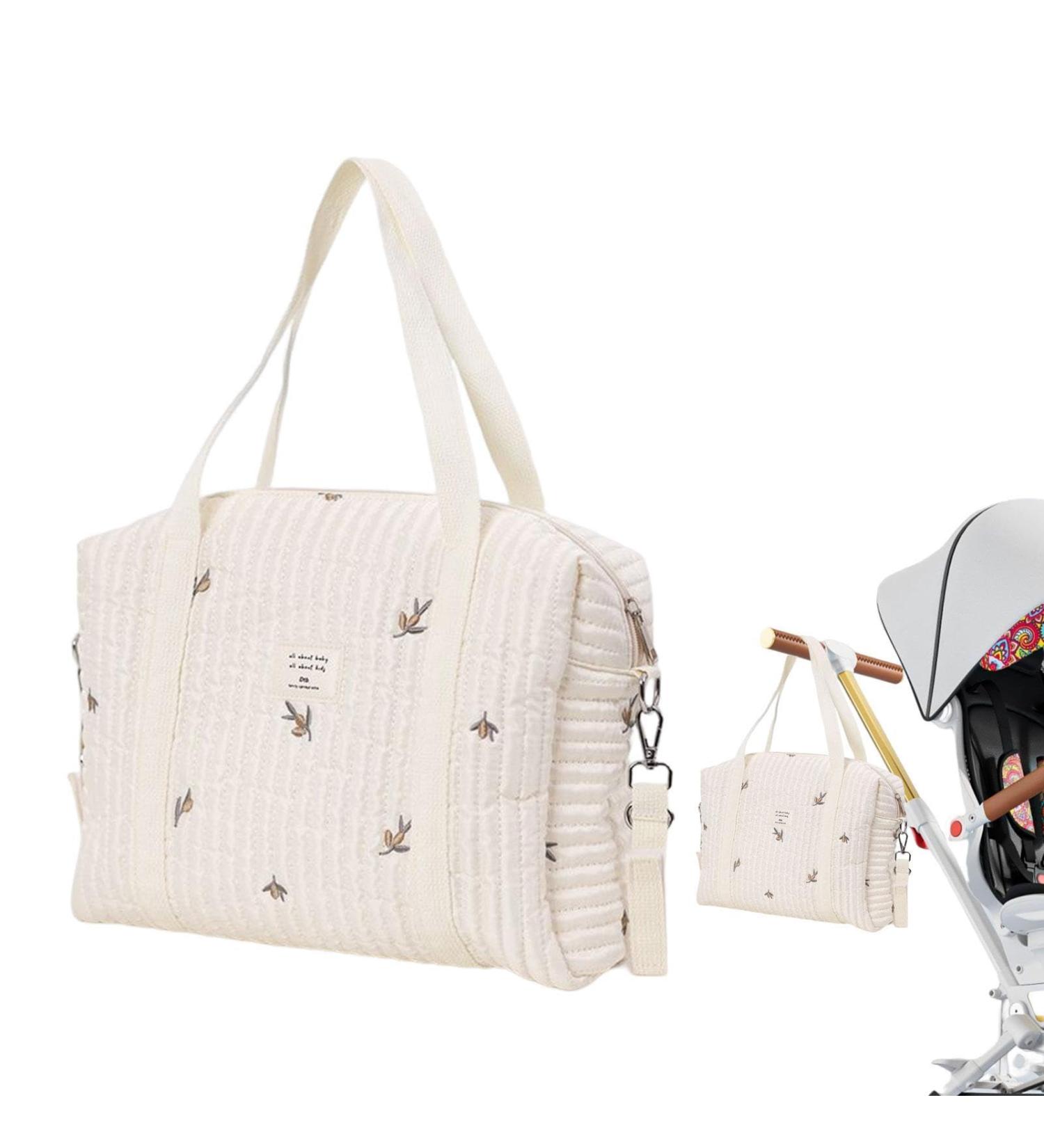 DJOWYH Embroidered Cotton Diaper Bag | Portable & Lightweight Baby Carrier | Mom Bag with Stroller Hook | International Shipping - Buy Online on GoSupps.com