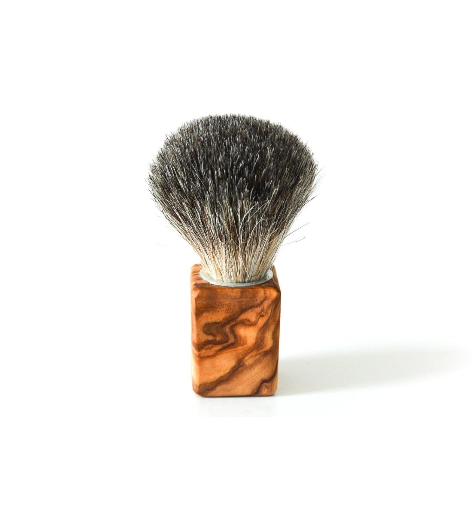 DOM shaving brush badger hair with olive wood handle type Cubus