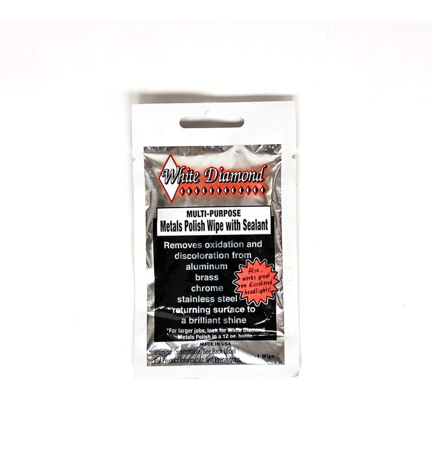 White Diamond Metal Polish Wipes (12 Pack) - All-in-One Cleaner & Polisher for Aluminum Brass & Chrome - Long Lasting Sealant - Buy Online on GoSupps.com