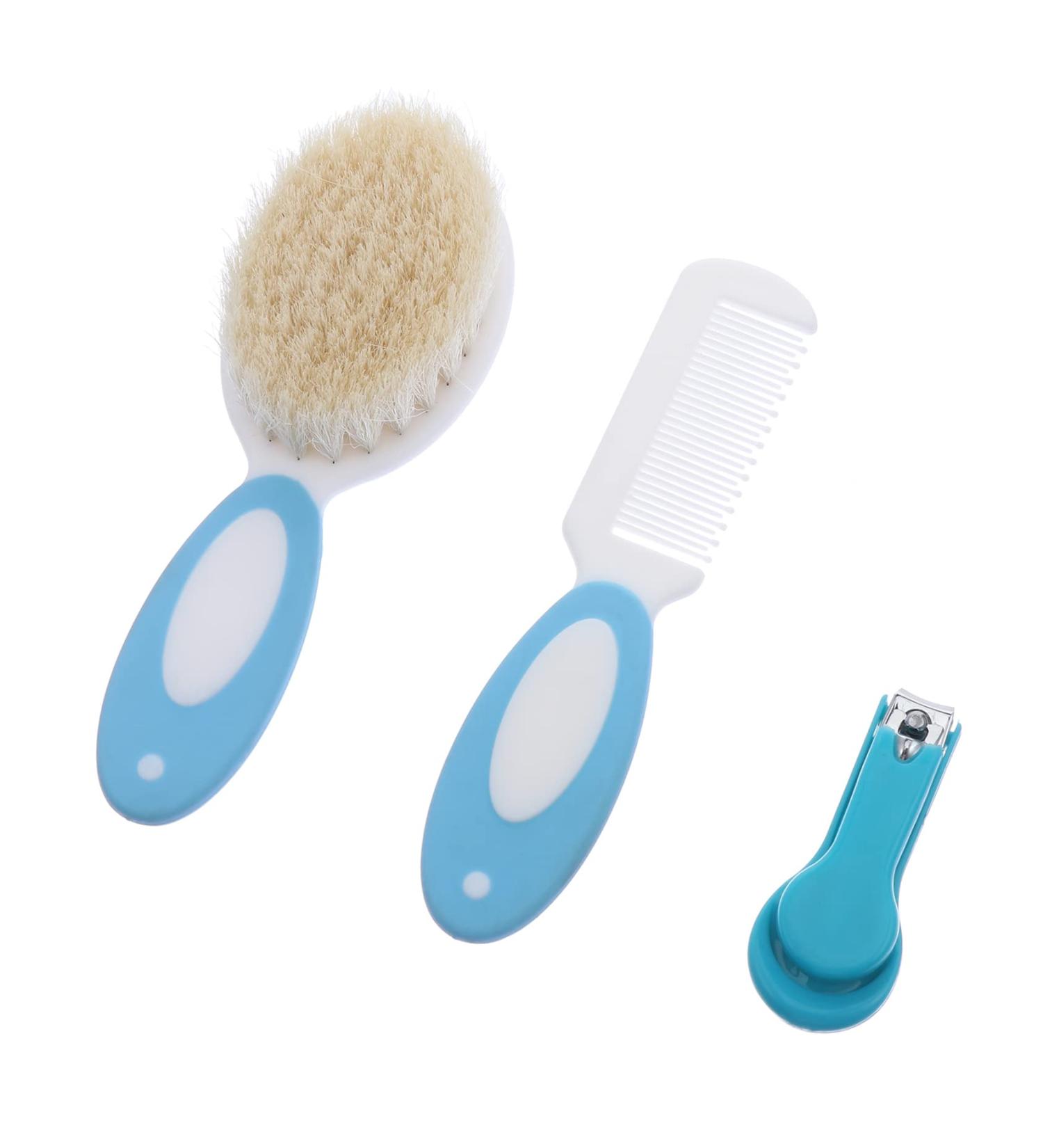 Healeved 3pcs Wool Brush Household Tool Set - Baby Hair Brush, Infant Nail Clippers, Baby Shower Brush | Baby Care Kit for Infants & Newborns - Buy Online on GoSupps.com