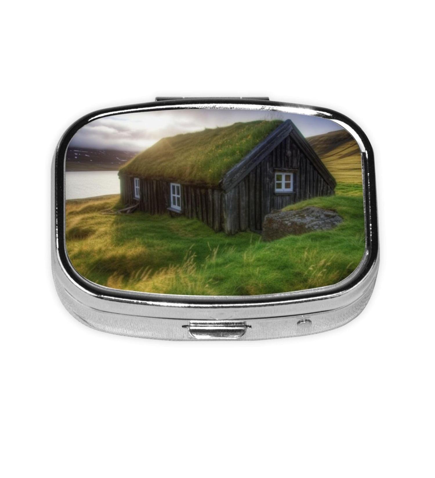 Iceland Hut Printed Square Pill Box | Portable Travel Medicine Organizer - Buy Online on GoSupps.com
