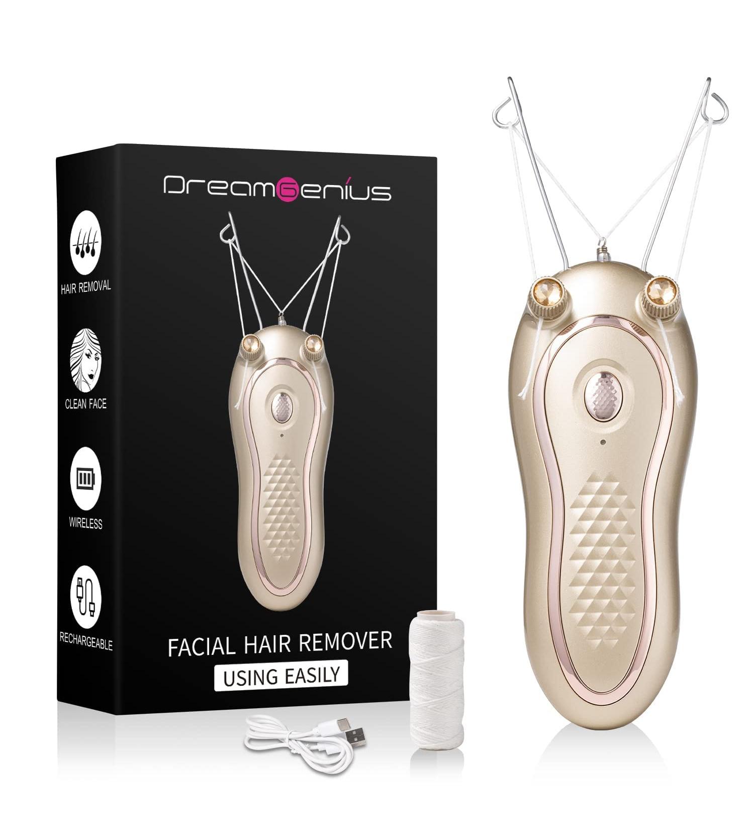 Electric Threading Facial Hair Remover for Women - Hair Removal Epilator for Upper Lip, Chin, Forearm - Gold - Buy Online on GoSupps.com