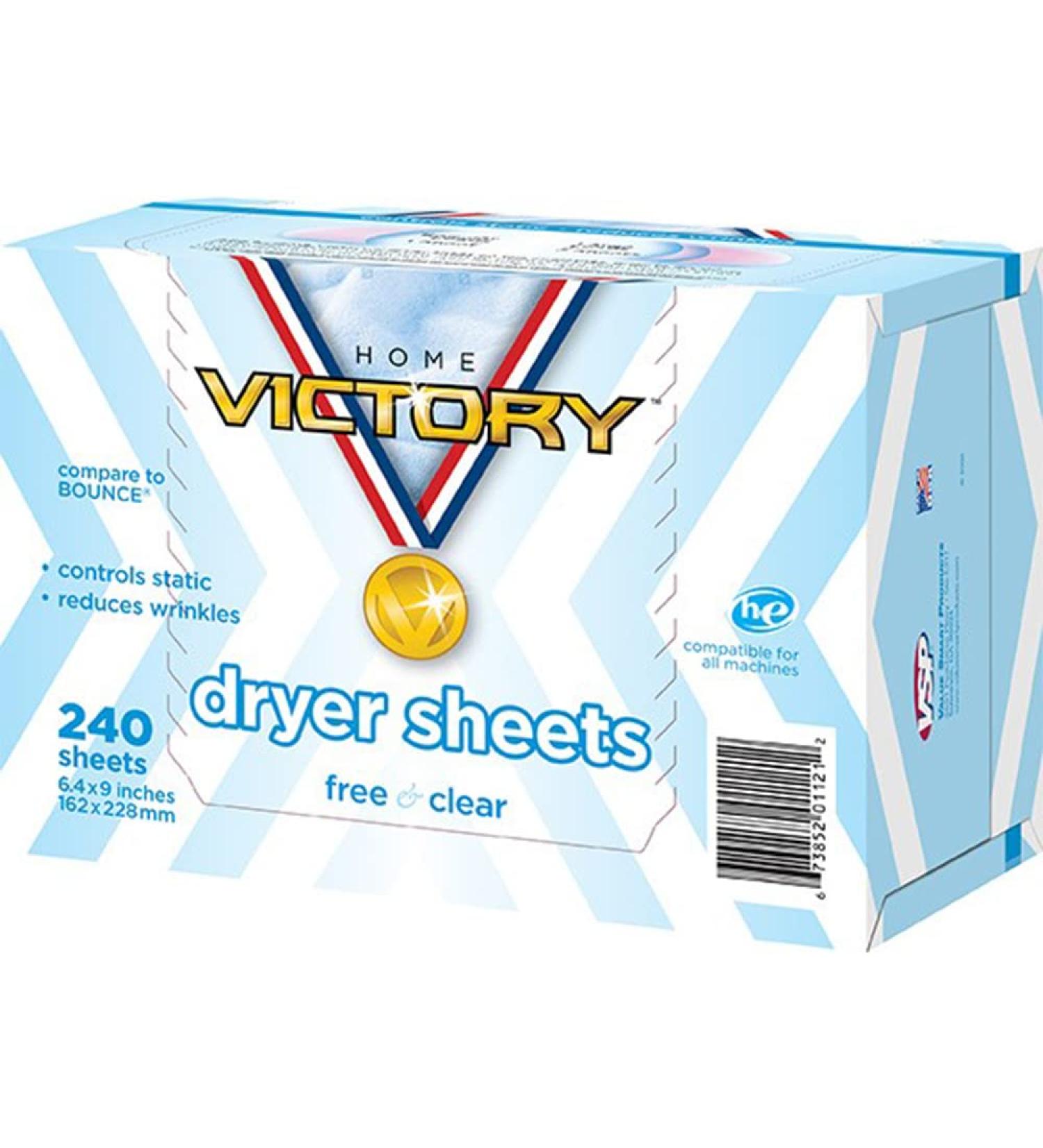 HOME VICTORY Dryer Sheets 240 Count - Free & Clear Unscented Fabric Softener Sheets - Reduces Wrinkles, Controls Static, Softens Fabric - Buy Online on GoSupps.com