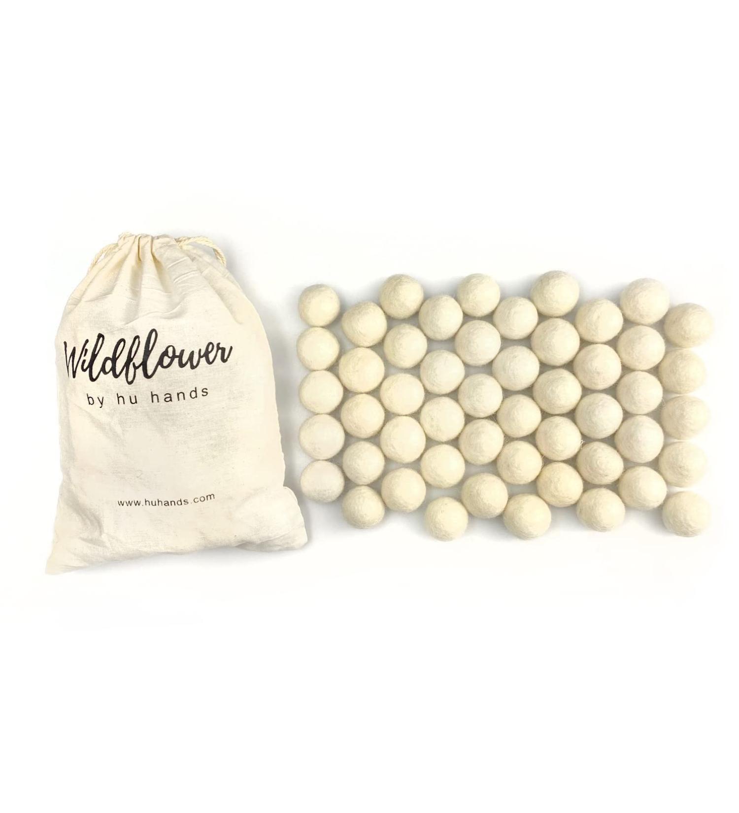 1 Inch White Felt Balls (50 Pack) - Hand Felted Wool Pom Poms for Crafts & Decor - Natural Garland & Party Decorations - Includes Muslin Bag - Buy Online on GoSupps.com