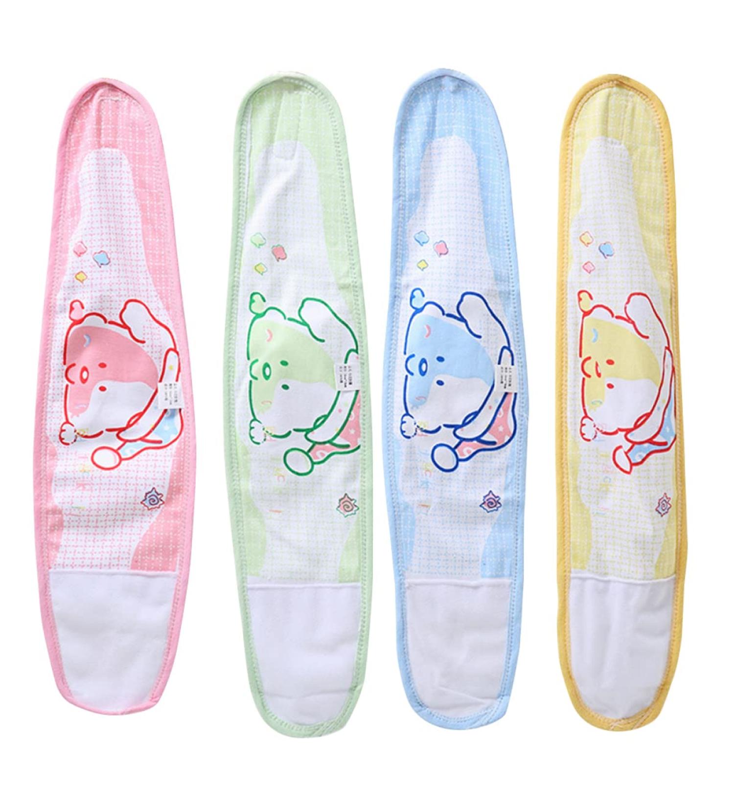 4pcs Baby Umbilical Cord Belly Bands | Bellybutton Protection Wrap for Newborn Boys and Girls | Assorted Colors | 50X13cm - Buy Online on GoSupps.com