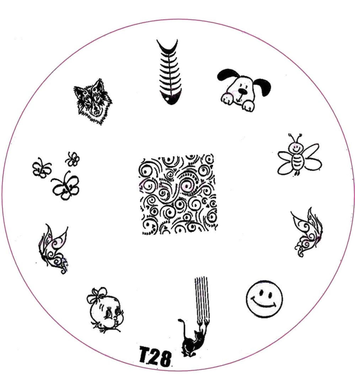 ++SPECIAL ITEM++ Stamping stencil T-Series: T28 Dog Fishbone Wolf Baby Bee Smiley Cat Butterfly