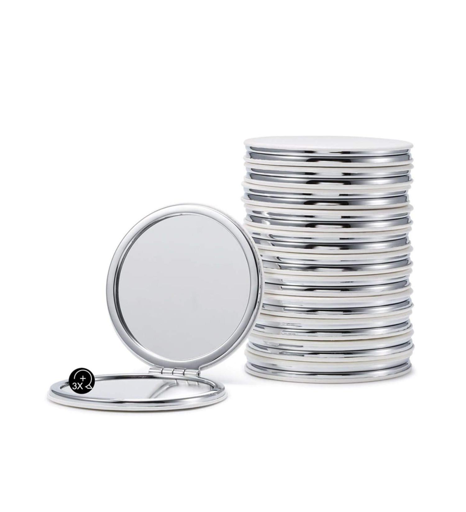Getinbulk Compact Mirror Set - 12 Pc Round Double-Sided Magnification PU Leather in White 2.8 - Buy Online on GoSupps.com
