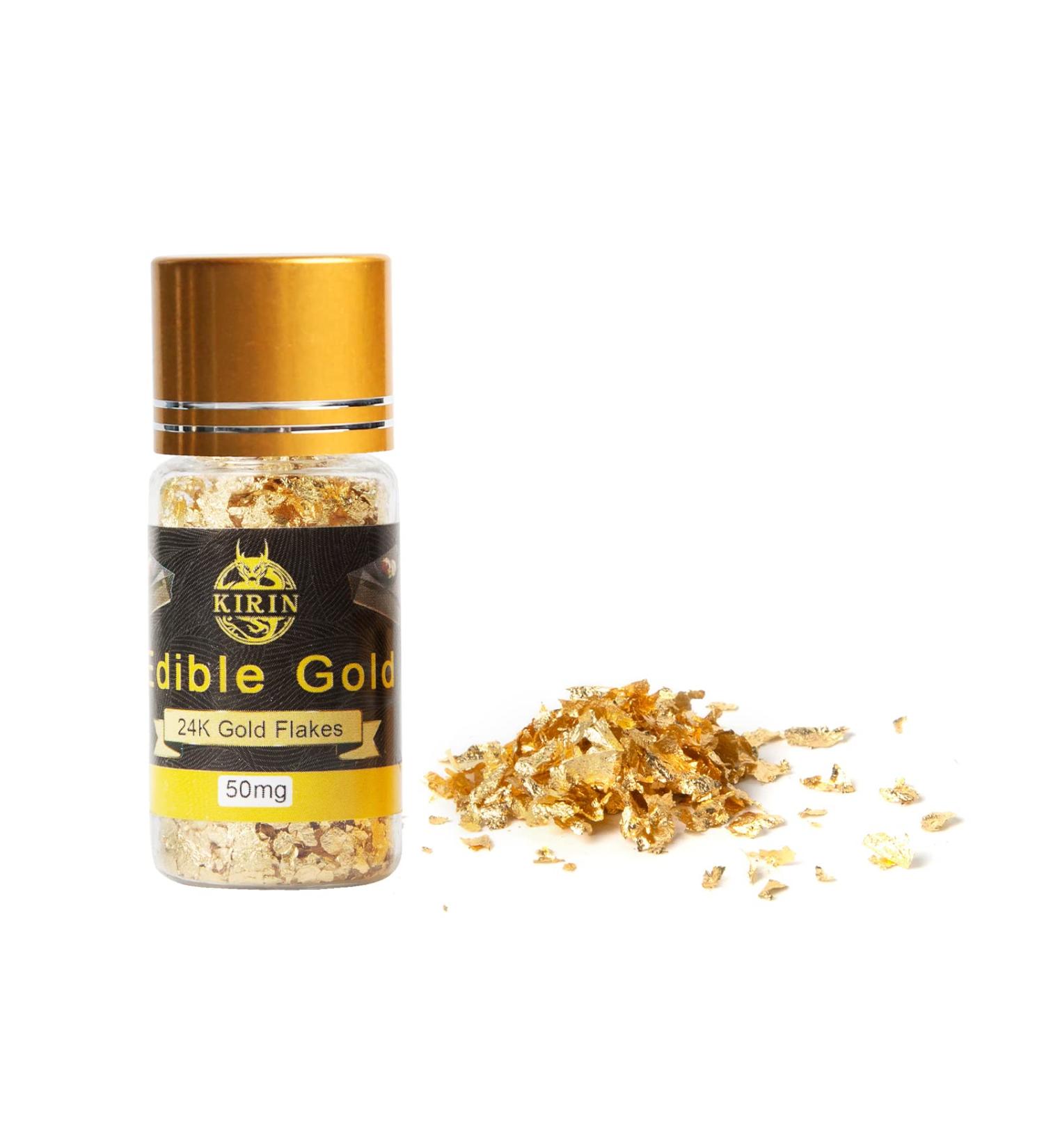 50mg 24K Edible Gold Flakes for Cake Decorating & Food | Cooking, Dark Chocolate, Candy, Lip Gloss | Edible Gold Numbers - Buy Online on GoSupps.com