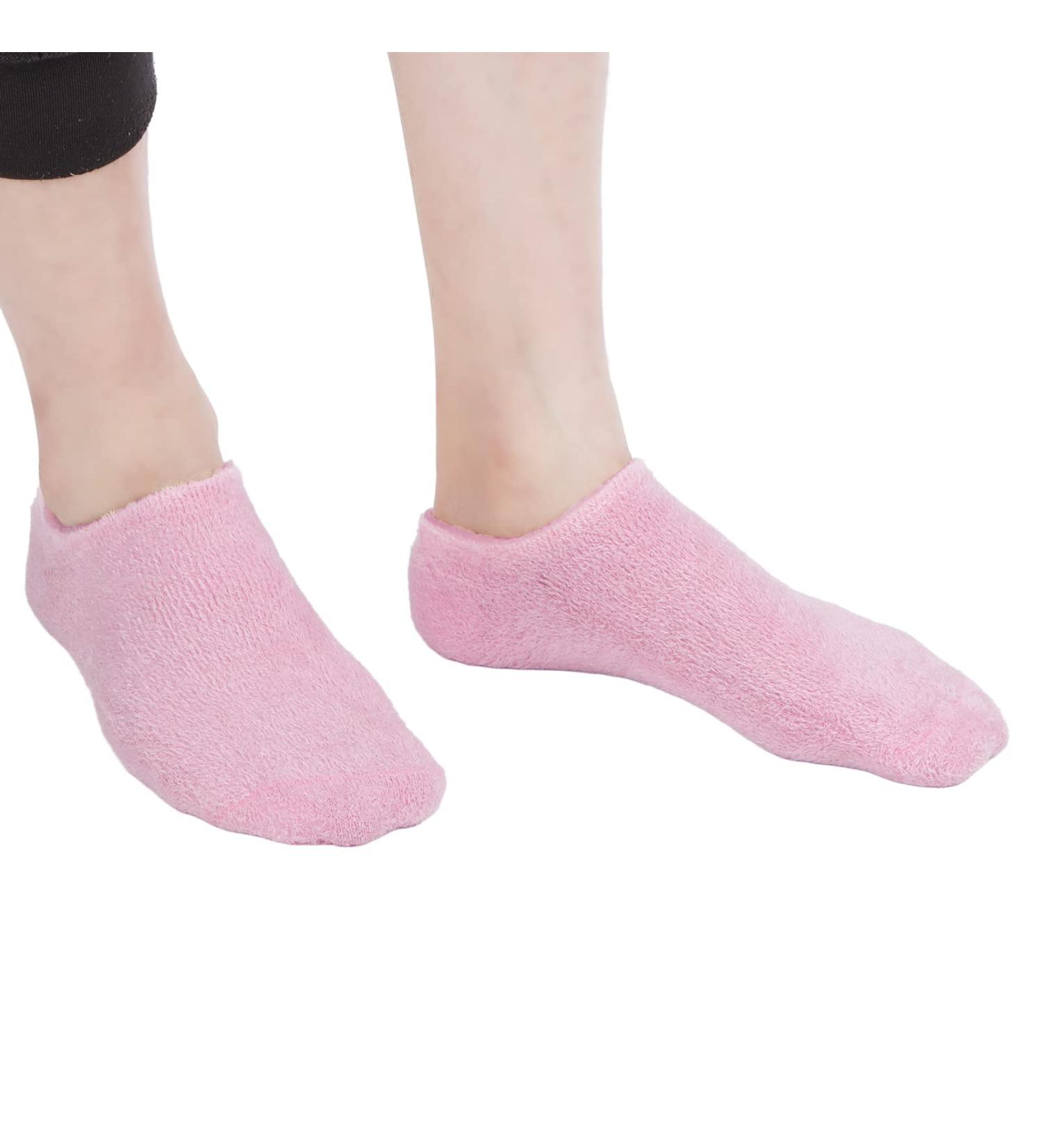Moisturizing Gel Socks for Women - 2-Piece Spa Socks for Dry Cracked Heels | Reusable Lotion Socks | Pink - Buy Online on GoSupps.com