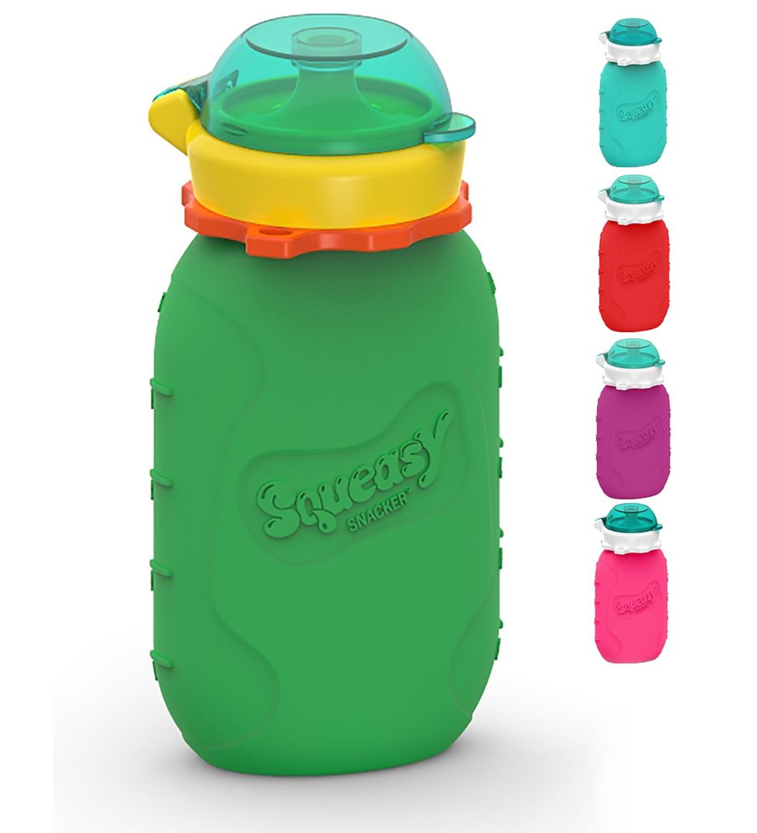 Squeasy Snacker Green - Reusable Silicone Squeezy Pouch 180ml | BPA-Free Self-Filling Snack Pouch for Kids - Buy Internationally! - Buy Online on GoSupps.com