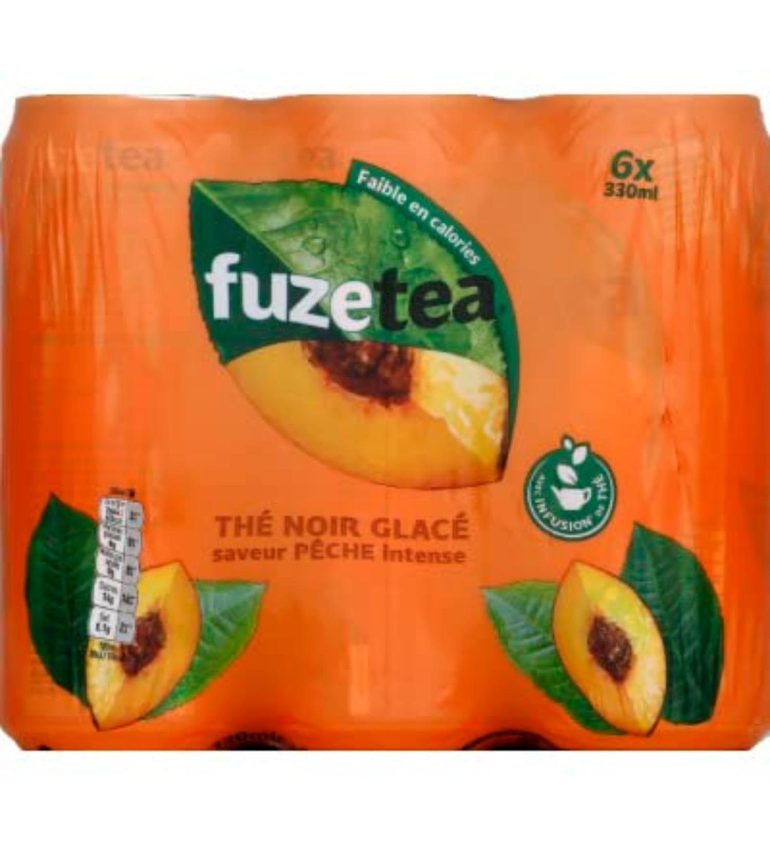 Fuze Tea Peach flavor tea drink - Pack of 6 cans of 33cL