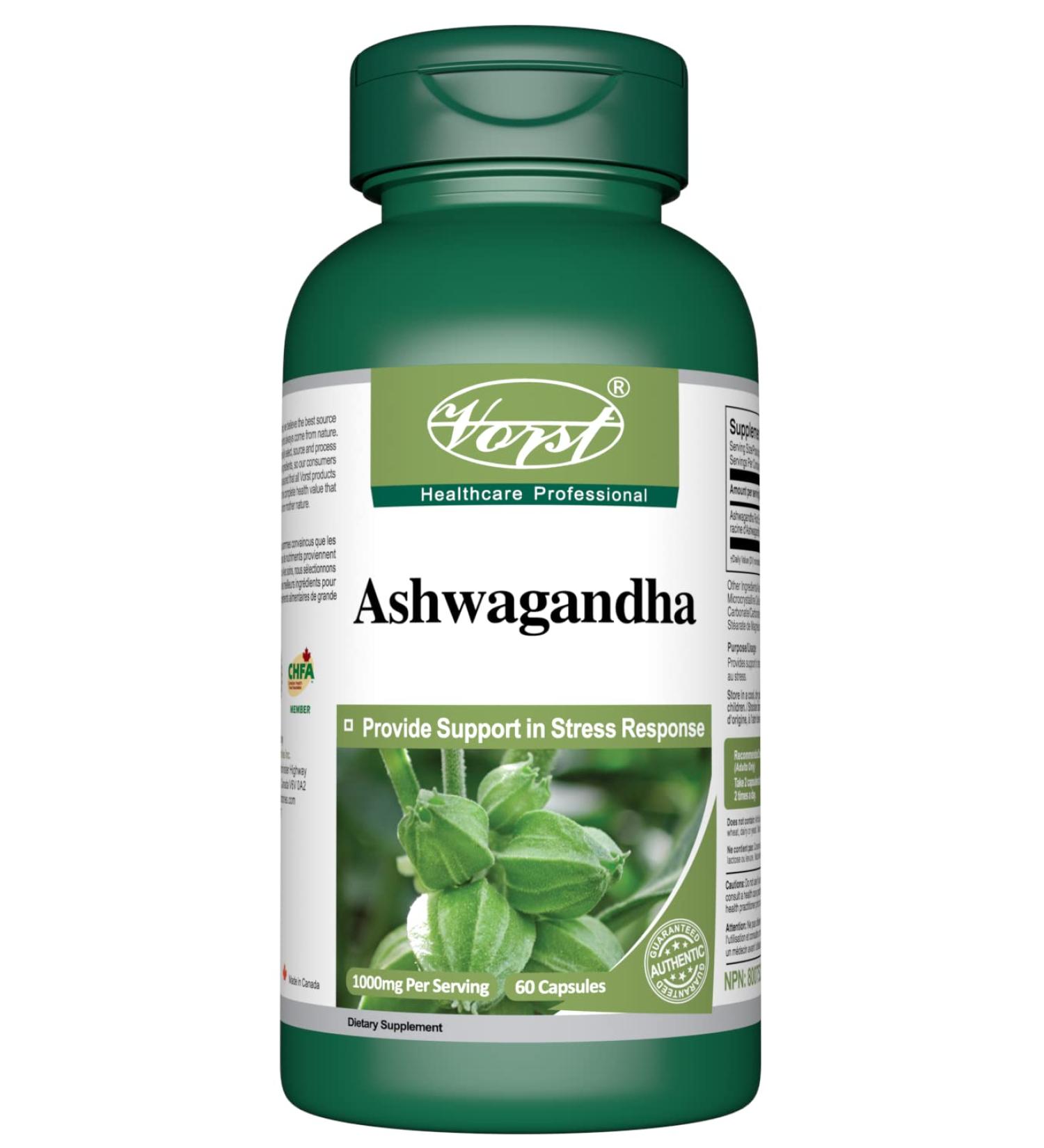 VORST Ashwagandha Supplement 1000mg Per Serving (500mg Per Capsule) 60 Capsules 1.5% Withanolides | Stress Relief | Withania Somnifera Root Powder Extract Non-GMO | For Men & Women | 1 Bottle 60 count (Pack of 1) - Buy Online on GoSupps.com