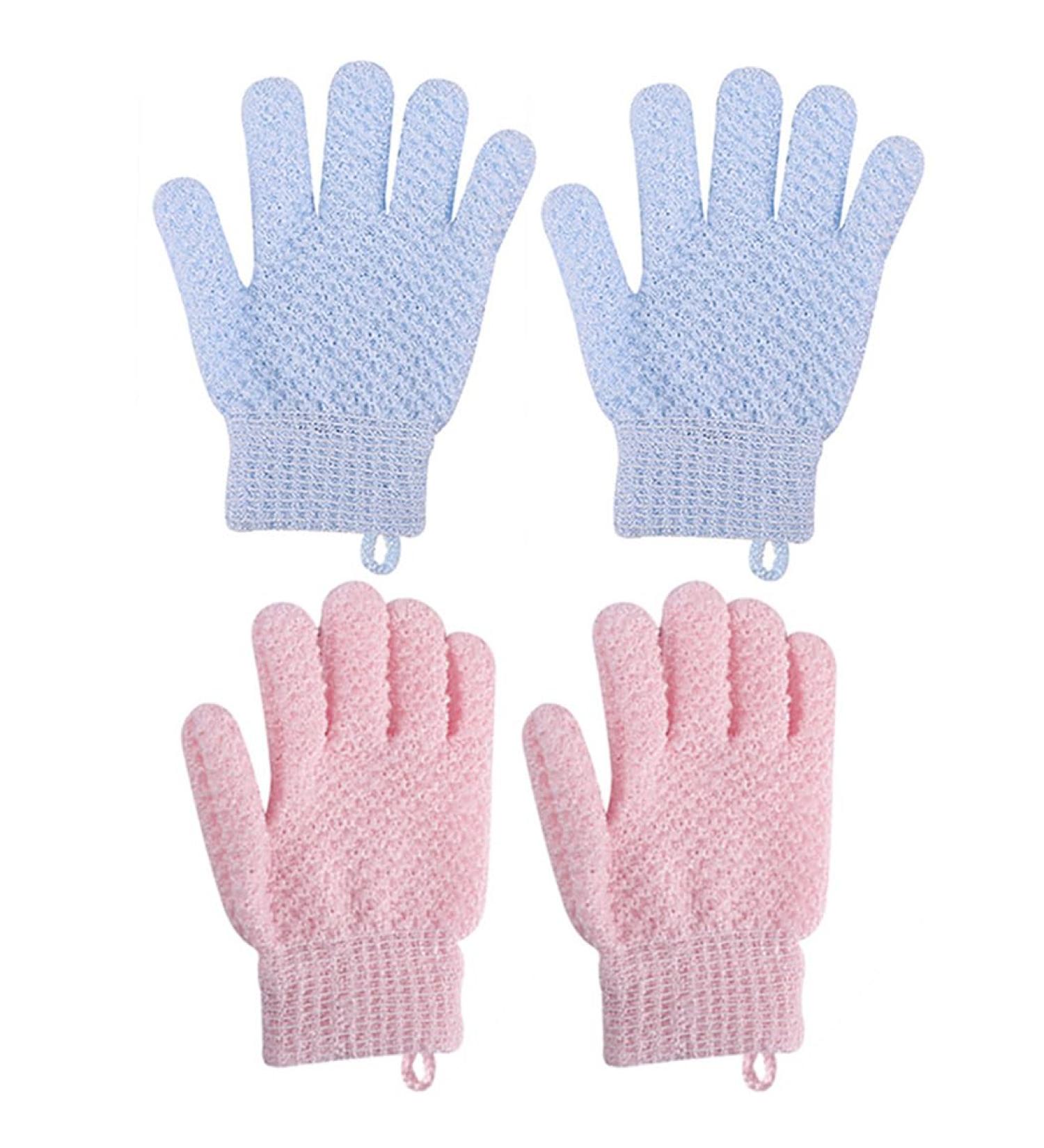 Reusable Soft Exfoliating Bath Gloves - Breathable Double Sided Body Scrubbers (2 Pairs) for Effective Cleansing & Massage - Buy Online on GoSupps.com
