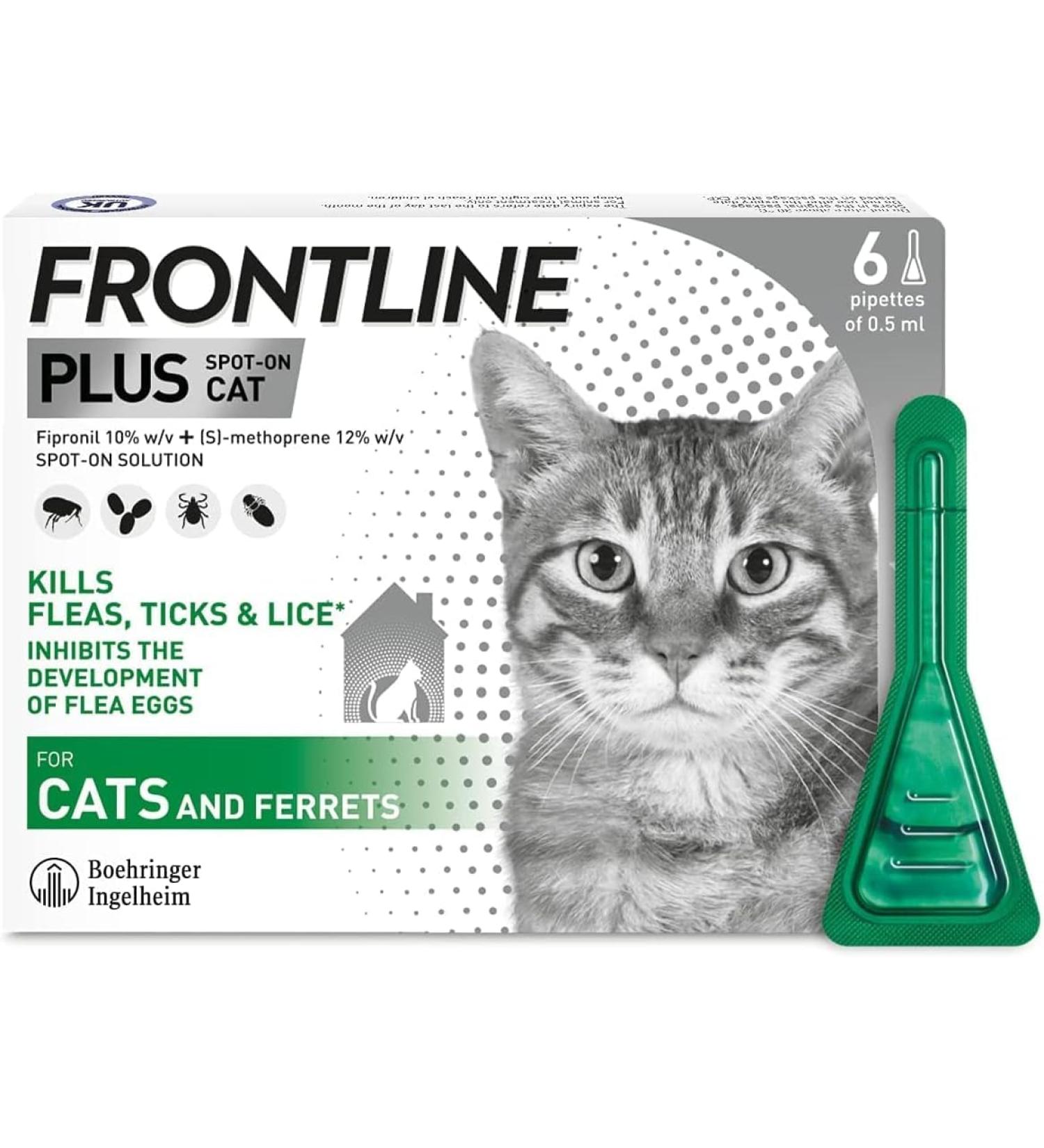 Frontline PLUS Spot On Cat Flea Treatment 6 pipettes - Buy Online on GoSupps.com