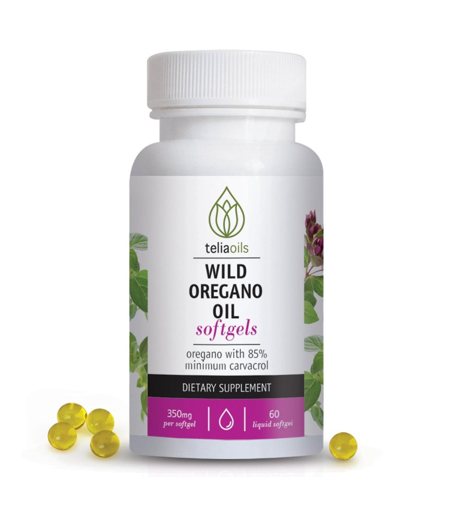 Teliaoils Wild Oregano Oil Softgels Capsules - High Carvacrol | 60 Quality Softgels - Buy Online on GoSupps.com