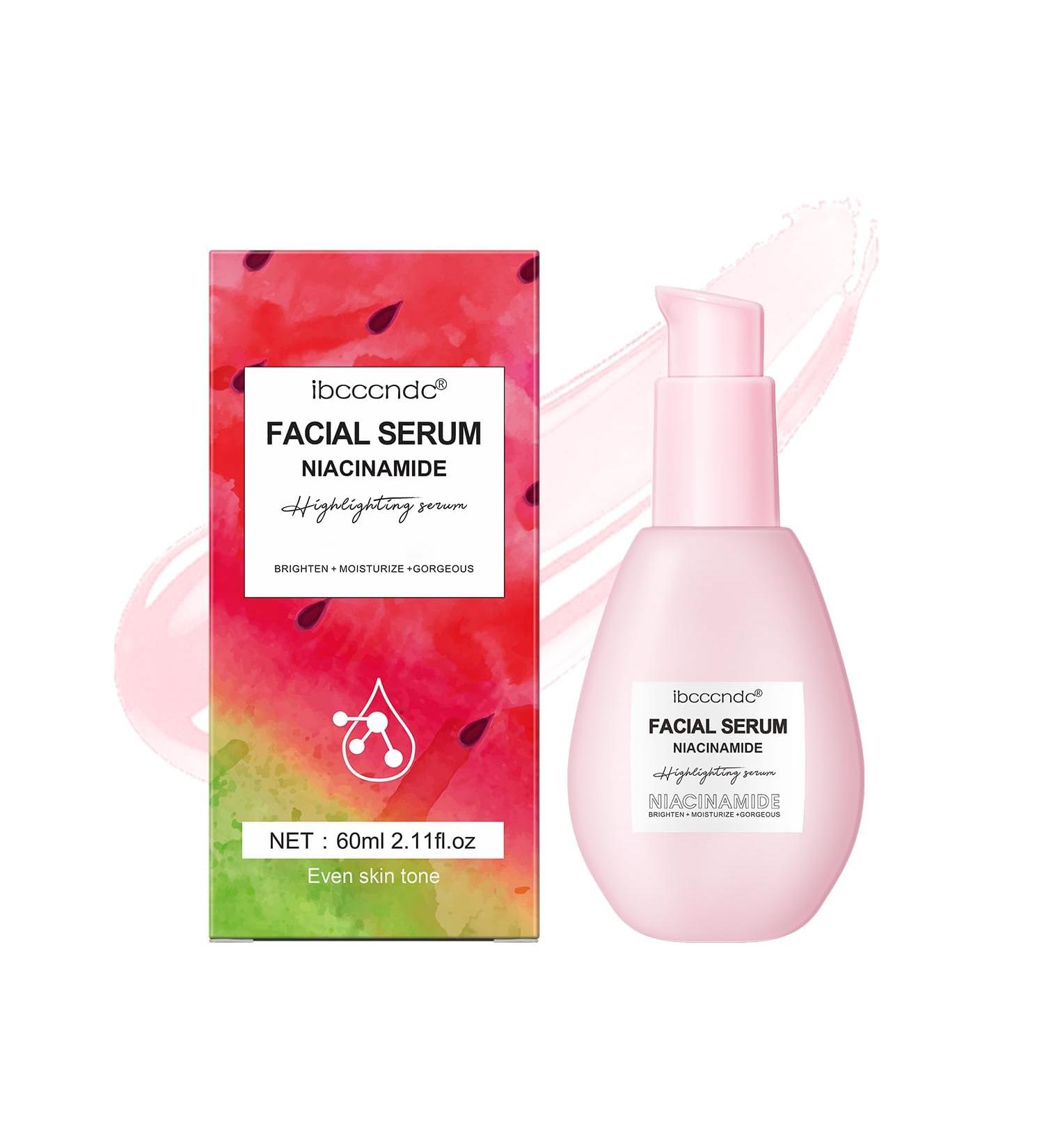 60ML Watermelon Niacinamide Face Serum | Hydrating Serum with Hyaluronic Acid & Vitamin E | Liquid Highlighter for Glowing Skin - Buy Online on GoSupps.com