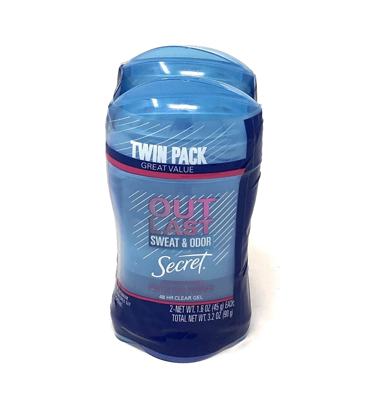 Secret OutLast Protecting Powder Scent Clear Gel Antiperspirant, 1.6oz Twin Pack - Buy Online on GoSupps.com