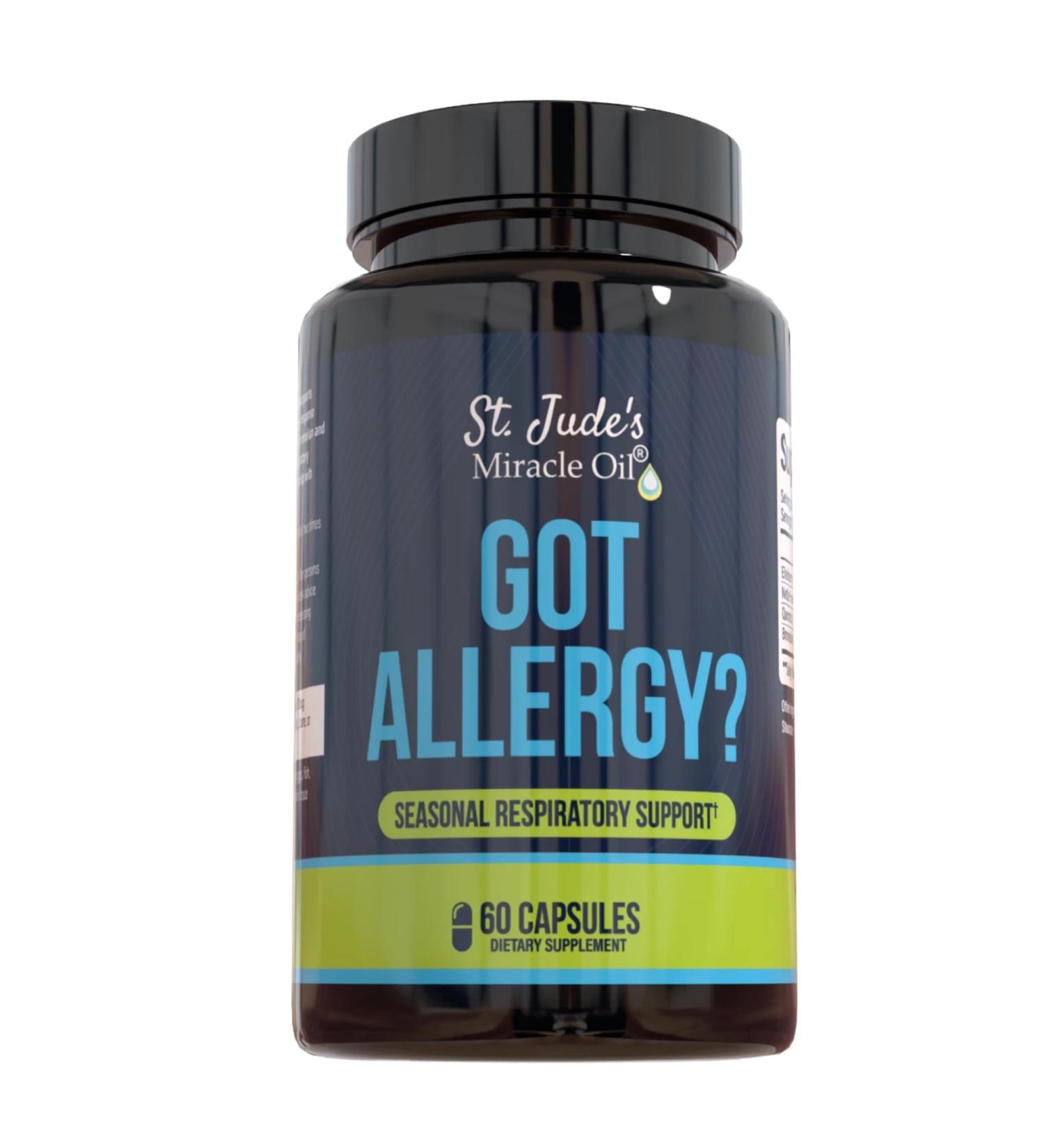 St. Jude's Miracle Oil Got Allergy Natural Anti-Histamine Seasonal Suppport for Respiratory and Immune Functions with Quercetin Stinging Nettles Bromelain & Elderberry - Buy Online on GoSupps.com