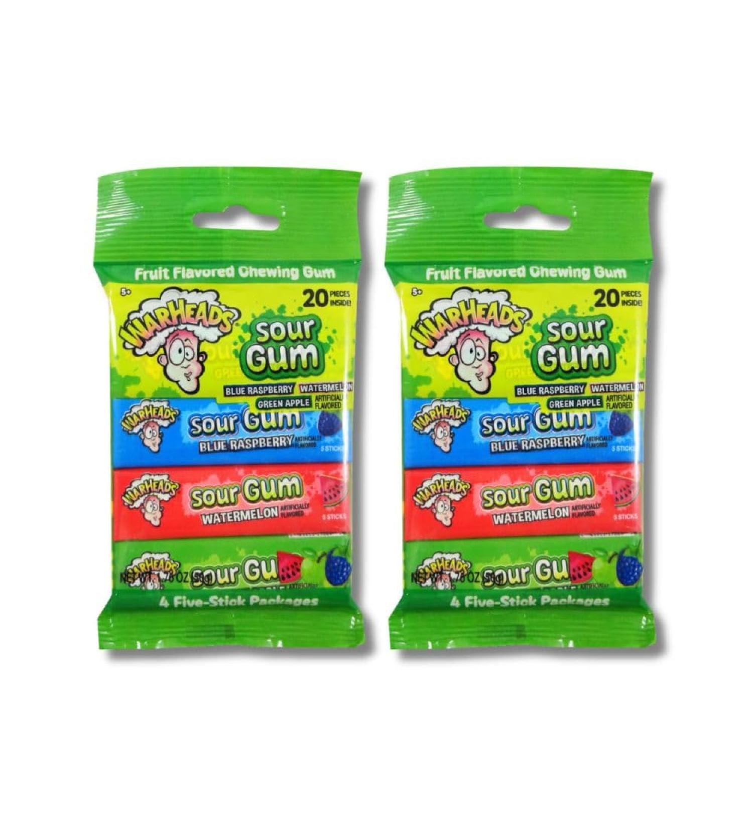 War-heads Sour Gum Fruit Flavored Chewing Gum Bubble Gum Candy Snacks Blue Raspberry Watermelon and Green Apple (Pack of 02) - Buy Online on GoSupps.com