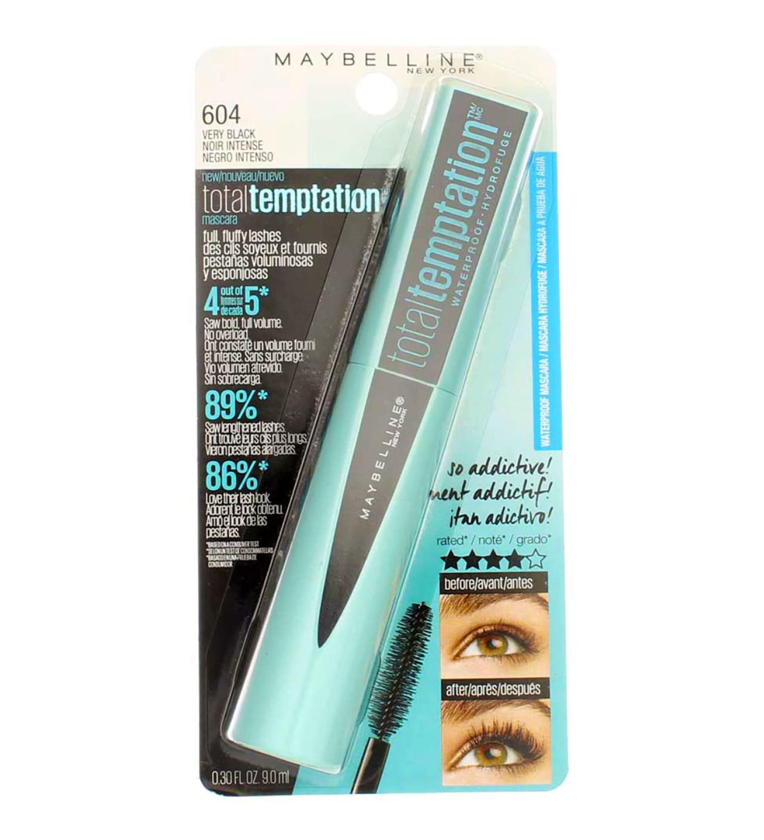 Maybelline Total Temptation Waterproof Mascara - Very Black 0.3 fl oz | Long-Lasting Volume & Definition - Buy Online on GoSupps.com