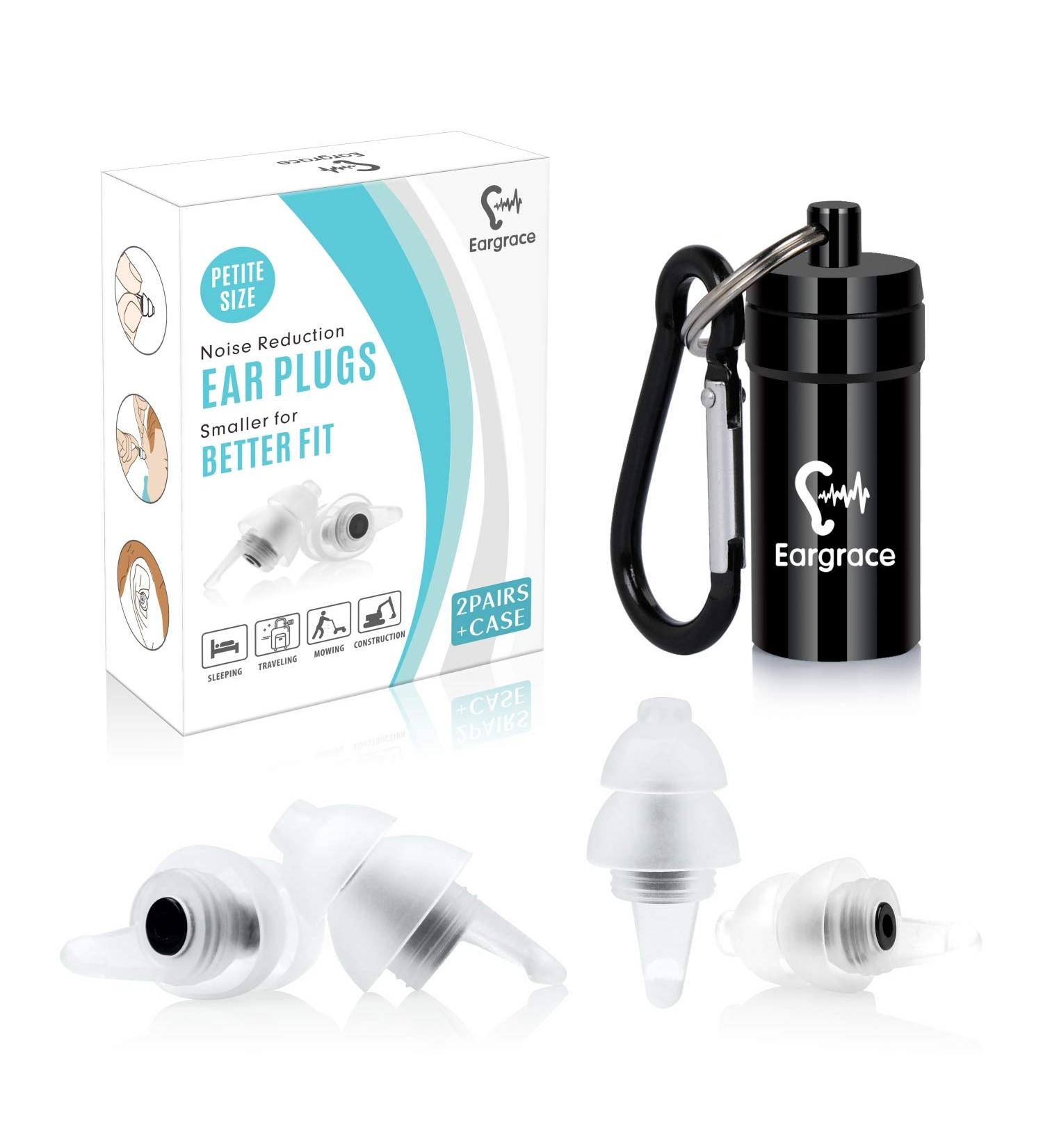 Eargrace Soft Noise Reduction Earplugs for Sleeping - 2 Pairs for Small Ear Canals | Hearing Protection for Snoring Traveling Concerts & Loud Events - Black - Buy Online on GoSupps.com