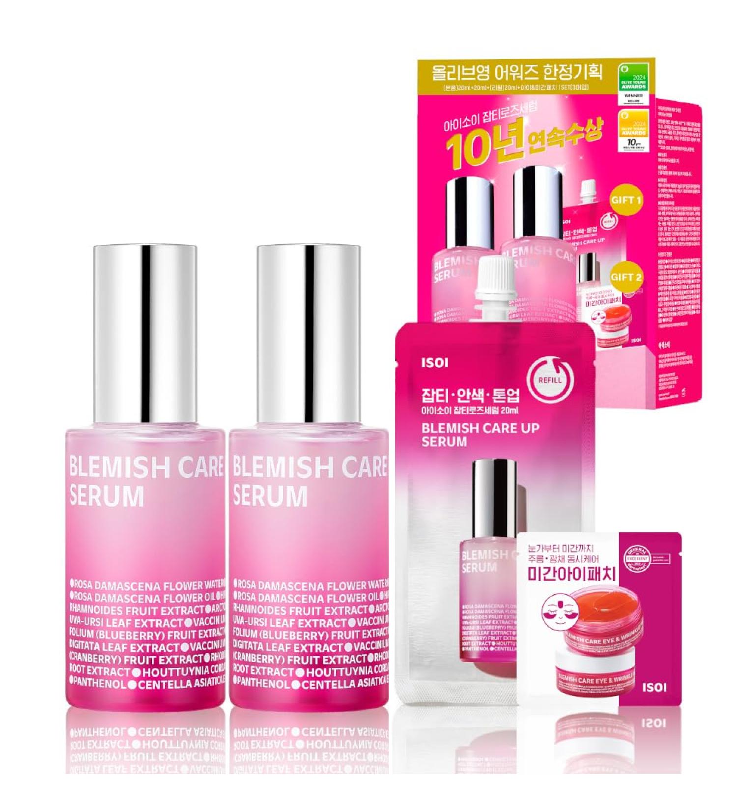 ISOI Blemish Care Up Facial Serum Triple Set Korean Skin Care Set for Glass Skin Radiance 2 Full Size & 1 Refill Eye & Wrinkle Patch Tester Daily Hydration Skincare Gift for Women (2.13 fl. oz) Triple Set (2.13 fl.oz) - Buy Online on GoSupps.com