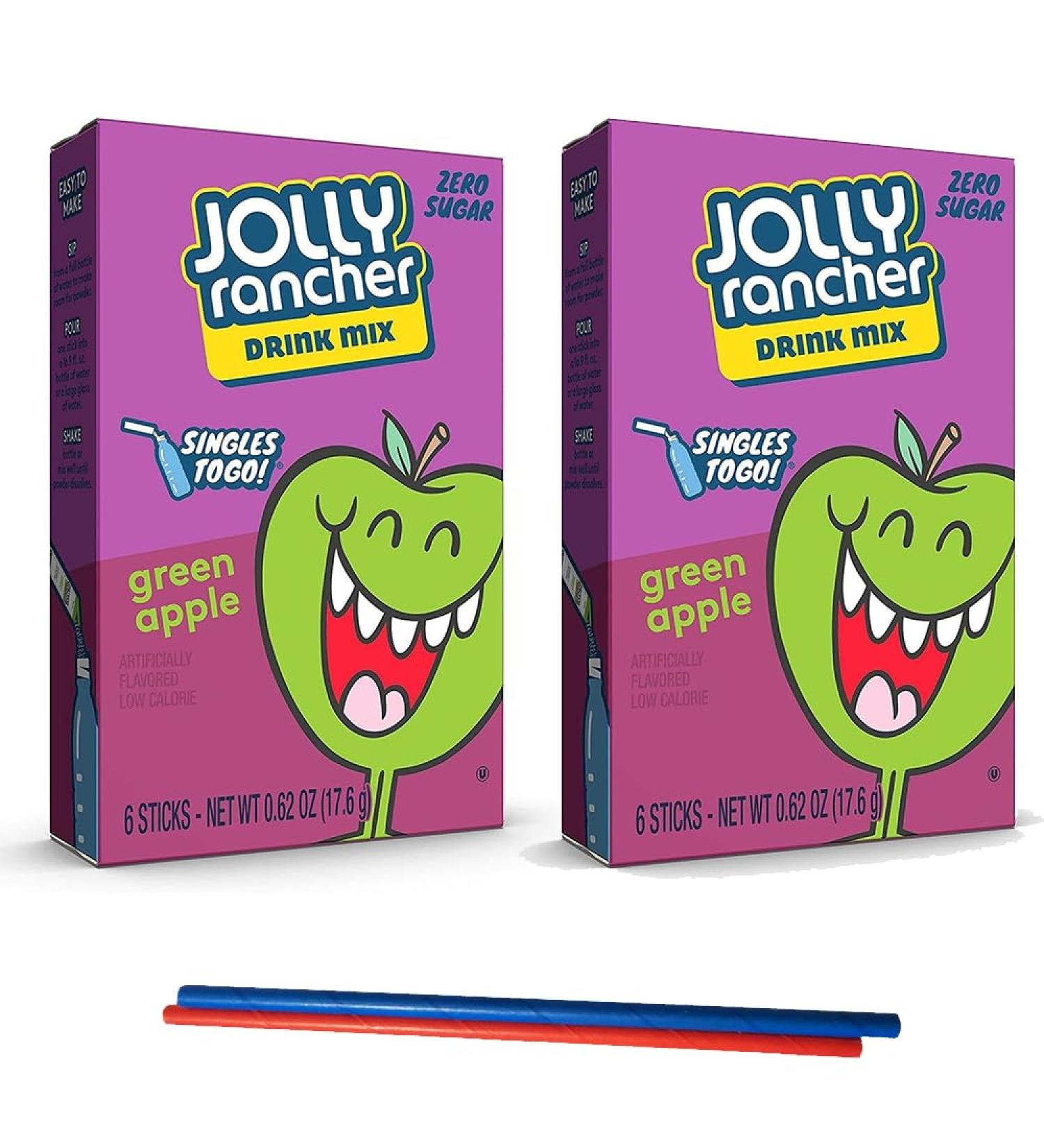 Jolly Keto Sensations: Low Carb Zero Sugar Drink Mix - 2 box - of Green Apple Drink Mix - 12 Single Servings in total - Sugar Free Drink Mix - Comes with 2 Paper Straws and 1 Exclusive PALiSOL CREATiONS Stickers - Buy Online on GoSupps.com