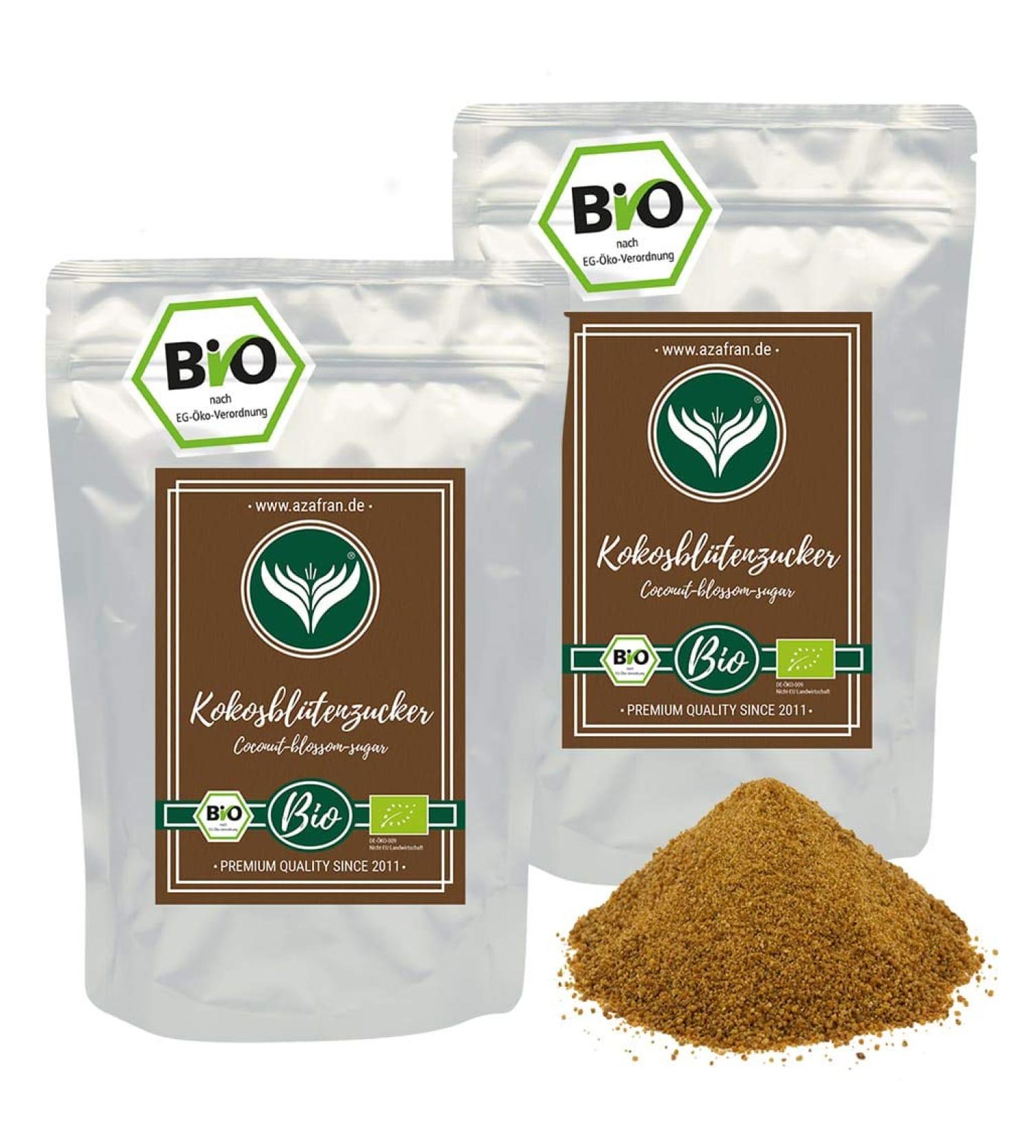 Azafran Organic Coconut Blossom Sugar - Natural Sugar Substitute 2kg (Pack of 1) - Eco-Friendly Sweetener for Healthy Living - Buy Online on GoSupps.com