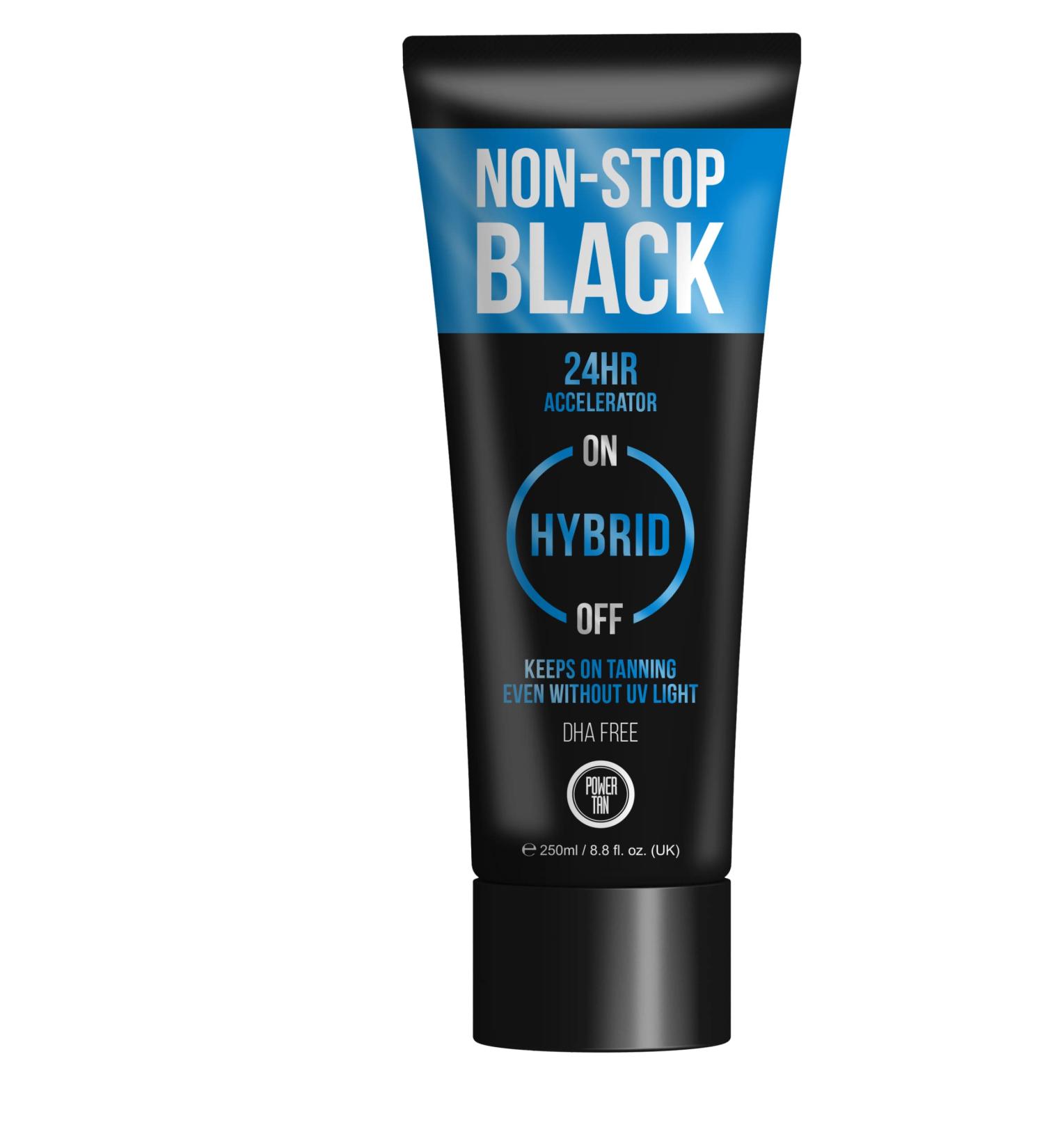Power Tan Non-Stop Black Hybrid UV Sunbed Tanning Accelerator Lotion 250ml - Buy Online on GoSupps.com