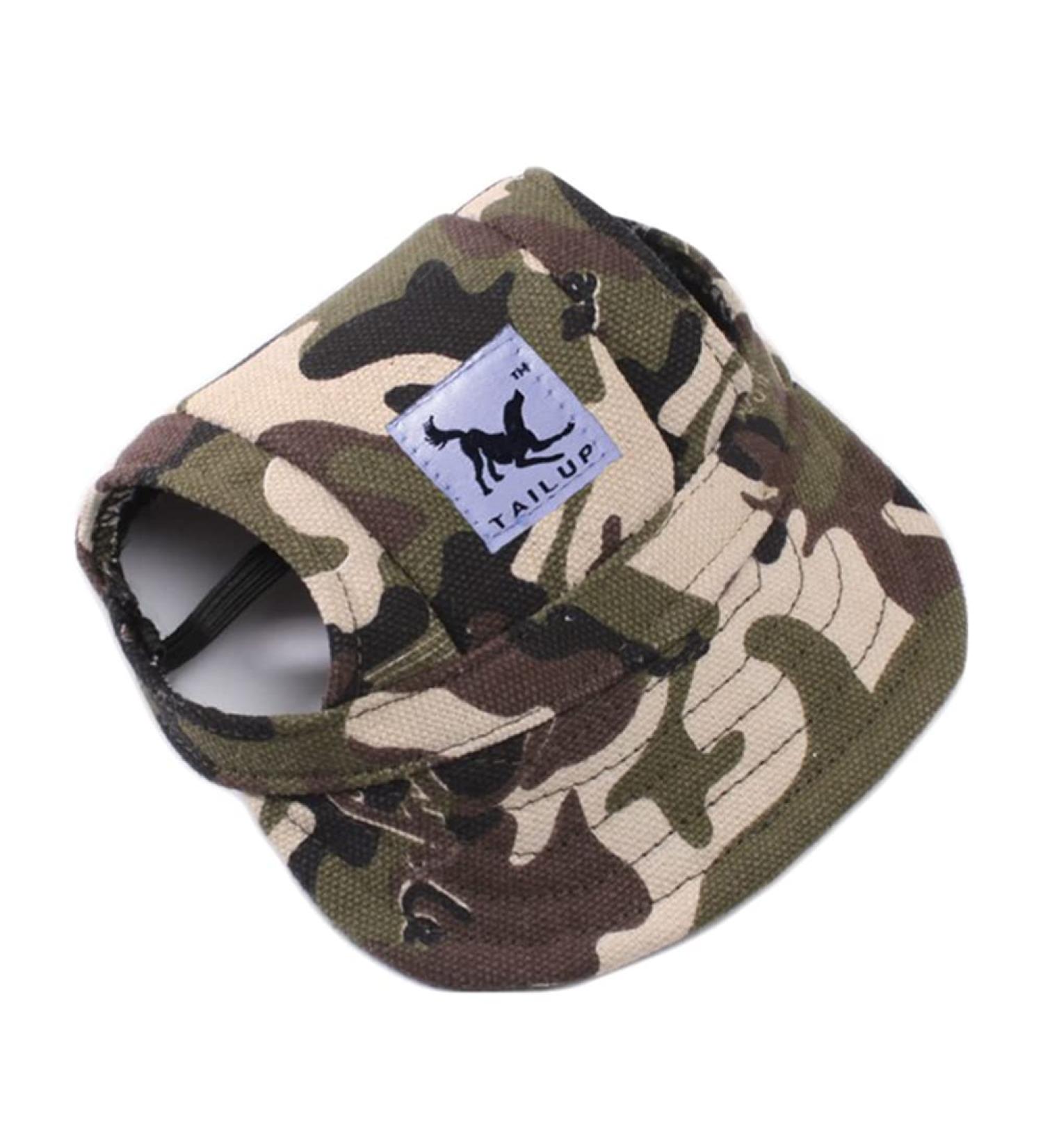 Shop Stylish Dogs Baseball Cap Hat | Pet Outdoor Sport Cap with Sun Protection & Adjustable Strap - Camouflage Design - Buy Online on GoSupps.com
