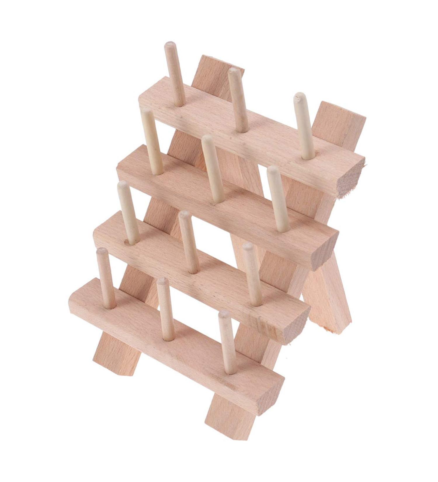Abaodam 12 Thread Holder Hair Braiding Rack - Wooden Braid Divider Stand for Quilting, Sewing, Embroidery - Beech Reel Bobbin Organizer - Buy Online on GoSupps.com