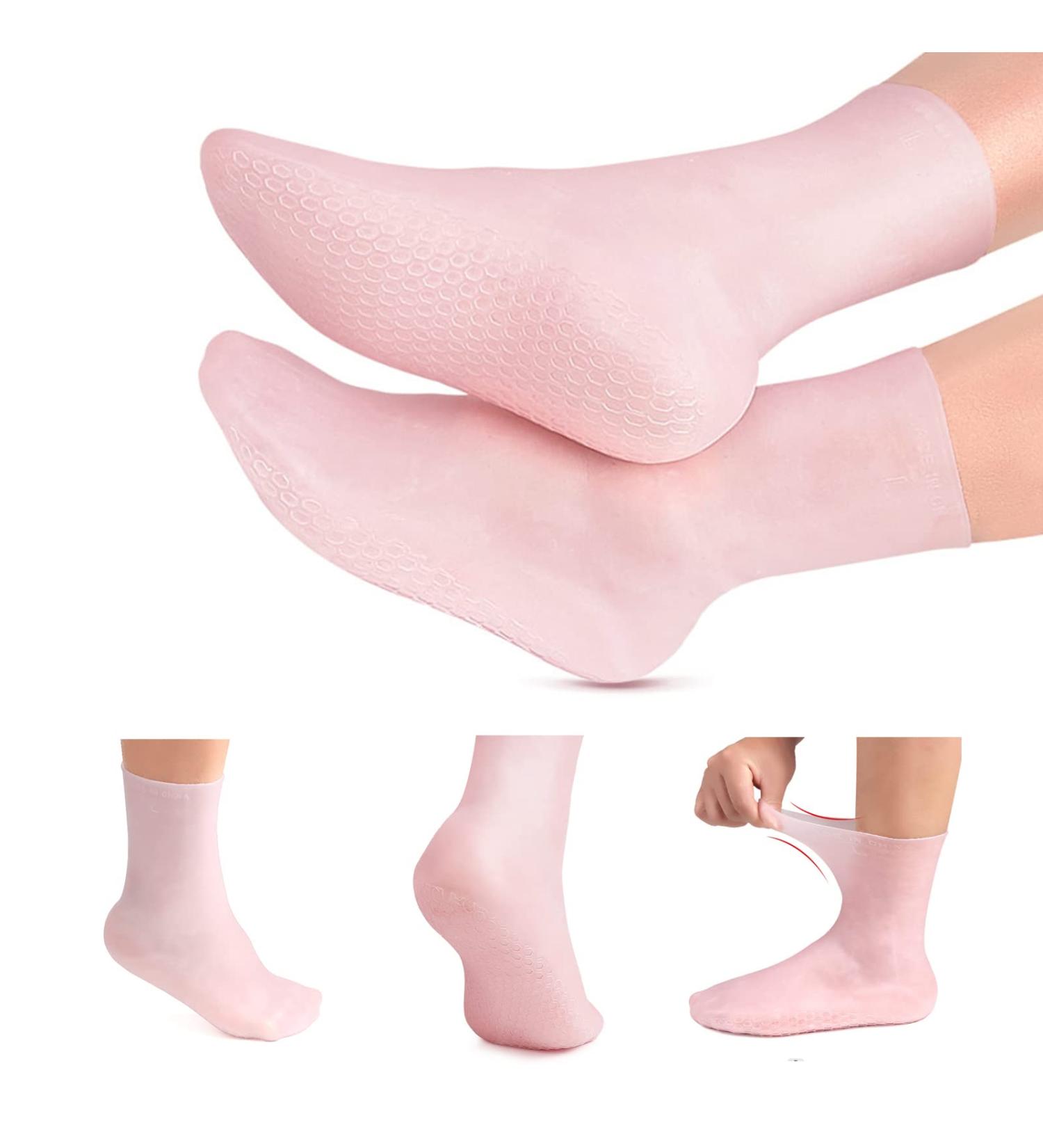 Moisturizing Silicone Gel Aloe Socks for Repairing Cracked Heels and Softening Dry Feet - Women's Foot Spa Pedicure Socks - Buy Online on GoSupps.com