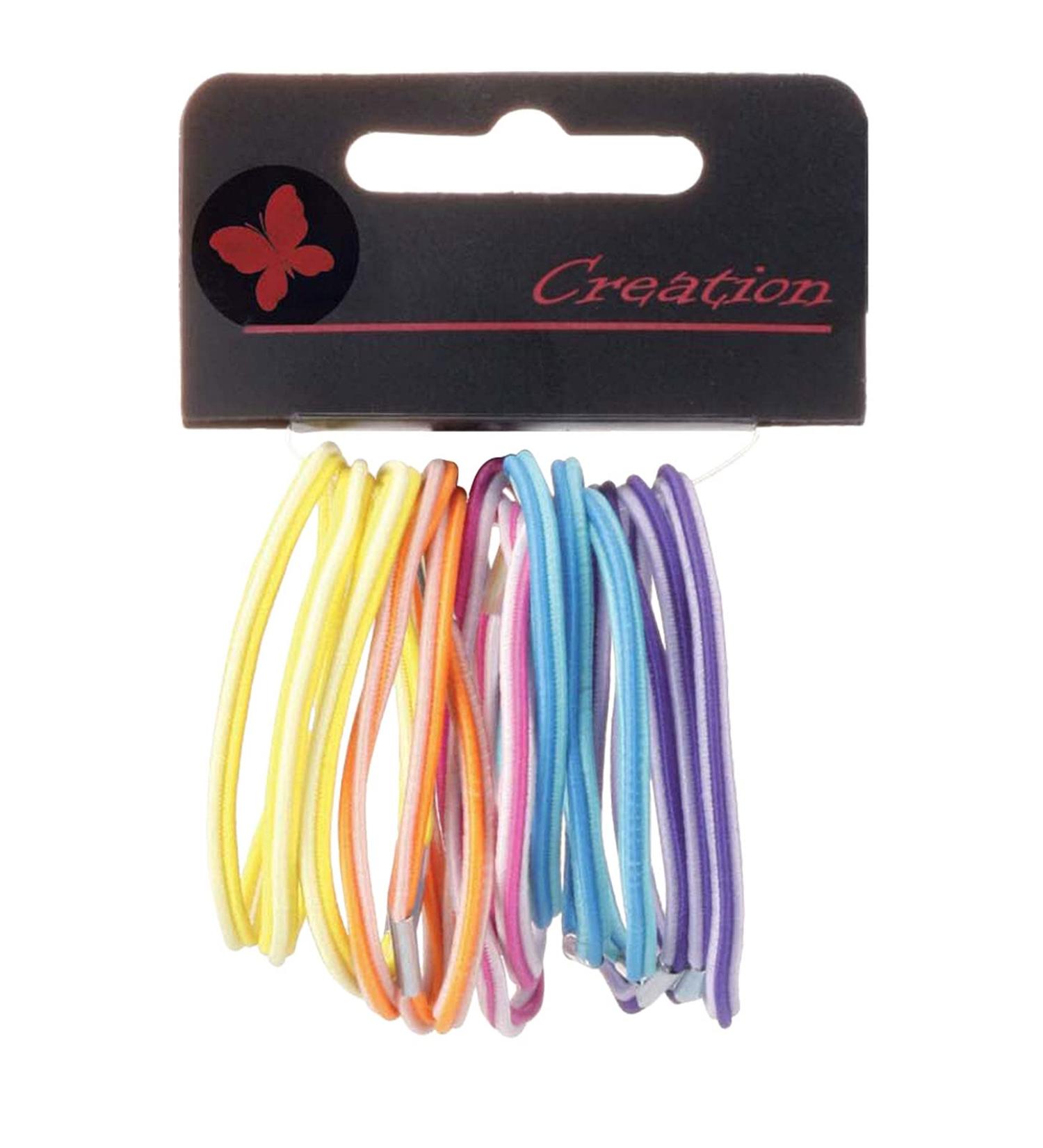 Pack of 15 thin hair ties with metal clip color mix