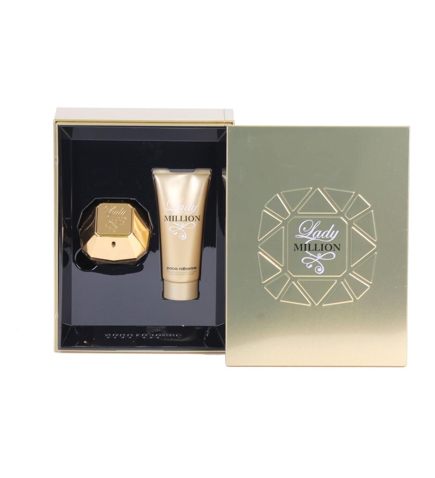 Paco Rabanne Lady Million 80ml EDP Spray / 100ml Sensual Body Lotion (Rectangular Case)