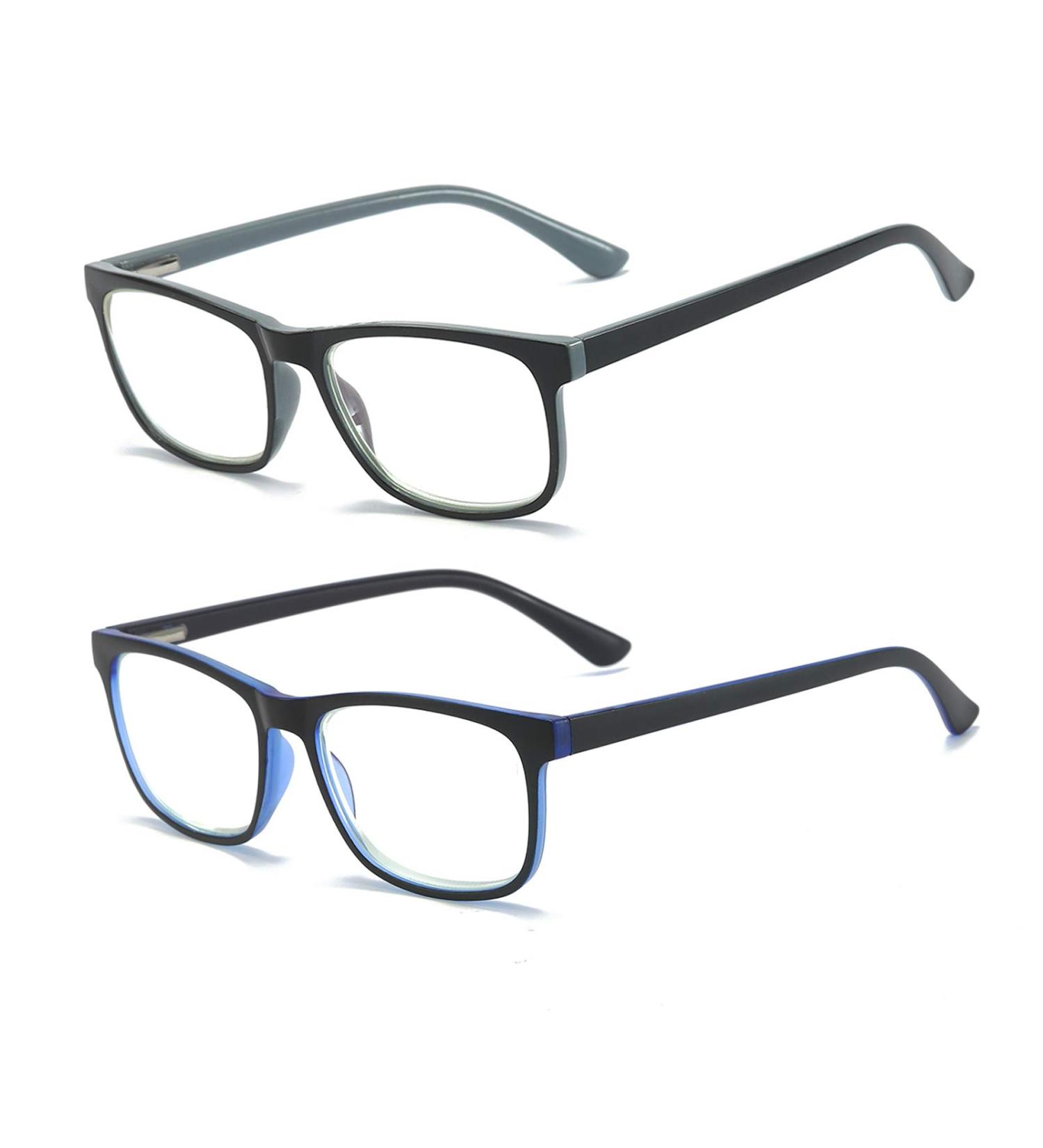 MMOWW 2-Pack Reading Glasses for Men & Women - Anti-Blue Light Computer Glasses with Spring Hinges (Gray + Blue 3.0x) - Ship Internationally - Buy Online on GoSupps.com