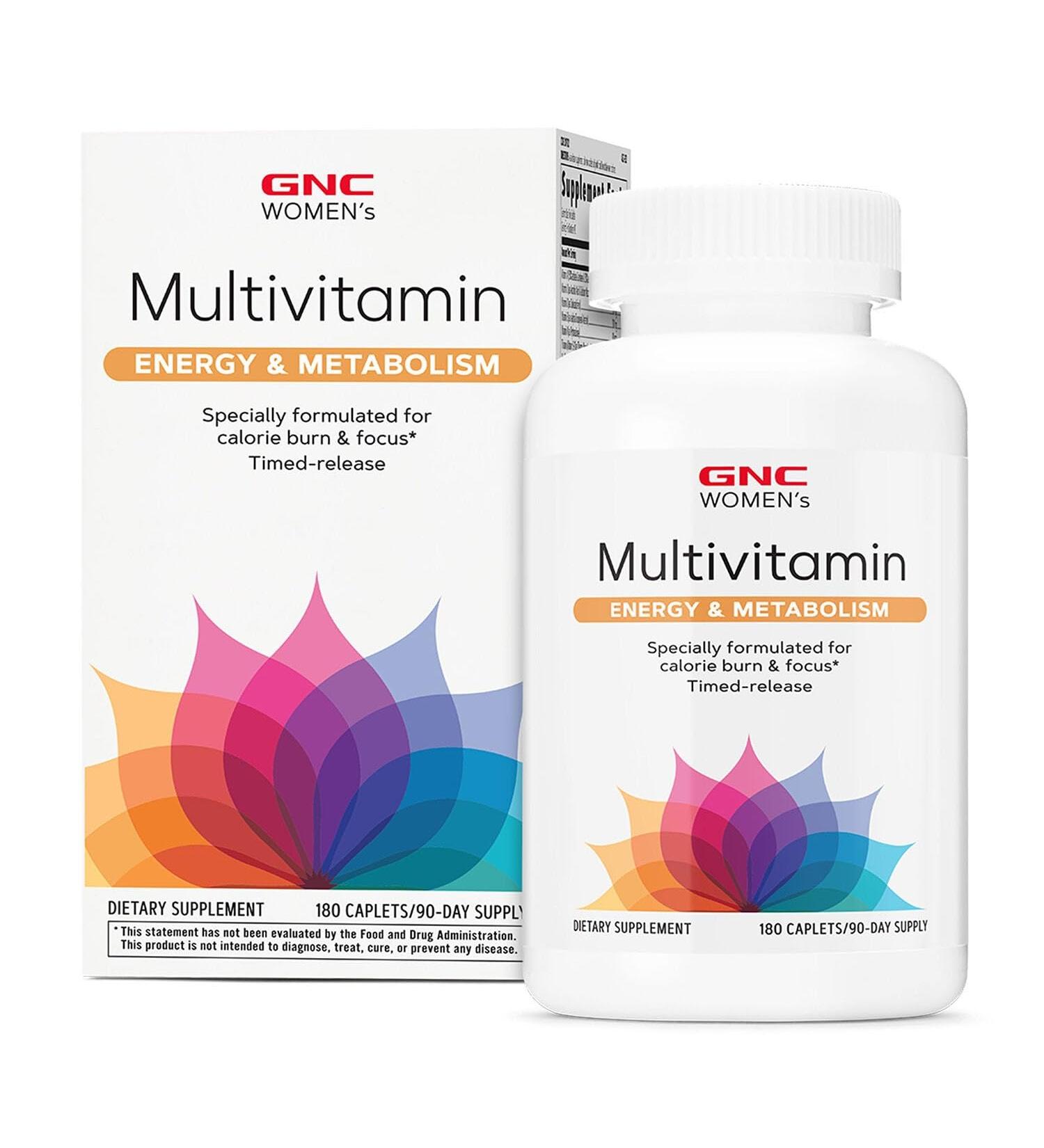 GNC Women s Energy and Metabolism Multivitamin Caplets Clinically Proven Calorie Burn Focus 100mg Caffeine Active Nutrition Immune Bone Beauty Iron Biotin Timed Release 180 ct 90 svgs - Buy Online on GoSupps.com