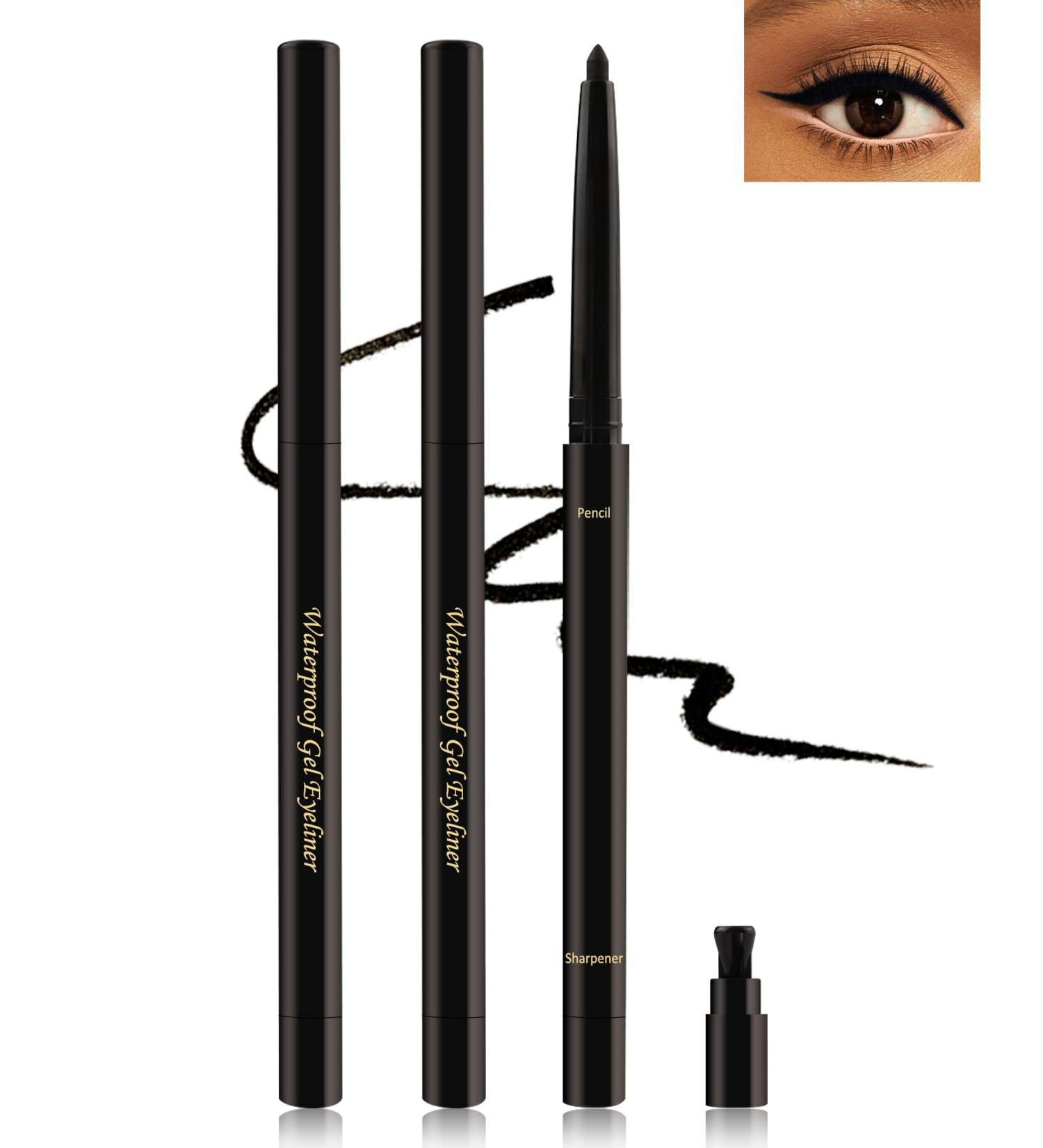Black Gel Eyeliner for Older Women Waterproof Smudge-Proof Retractable Eyeliner Pencil Long Lasting 24H Matte Cream Eyeliner Waterline with Sharpener Eye Liner for Mature Women Sensitive Eyes-2Pcs 01# Black - Buy Online on GoSupps.com