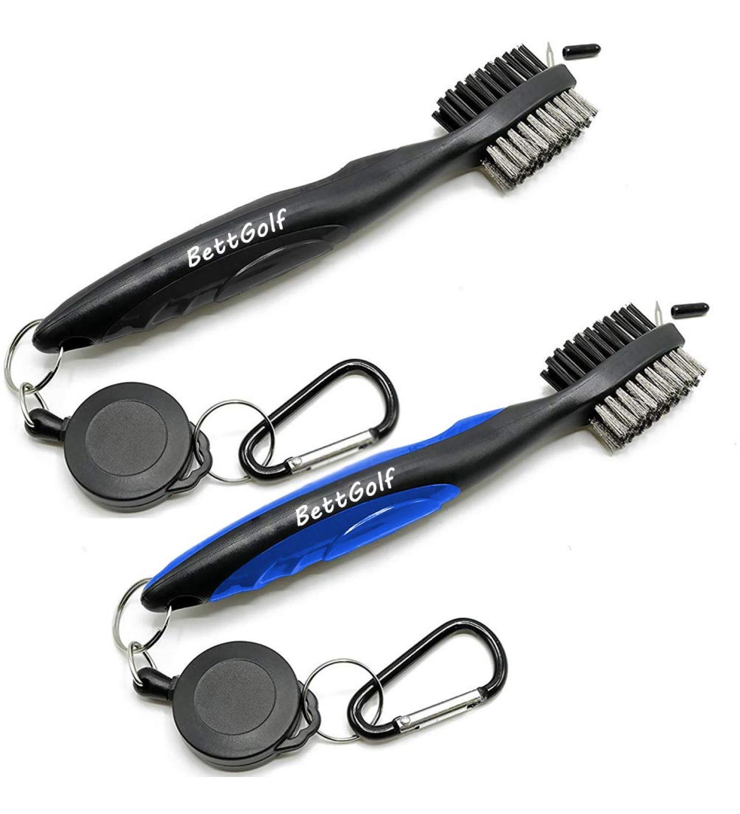 Golf Club Brush and Groove Cleaner Set with 2ft Retractable Zip-line - Black & Blue - Buy Online on GoSupps.com