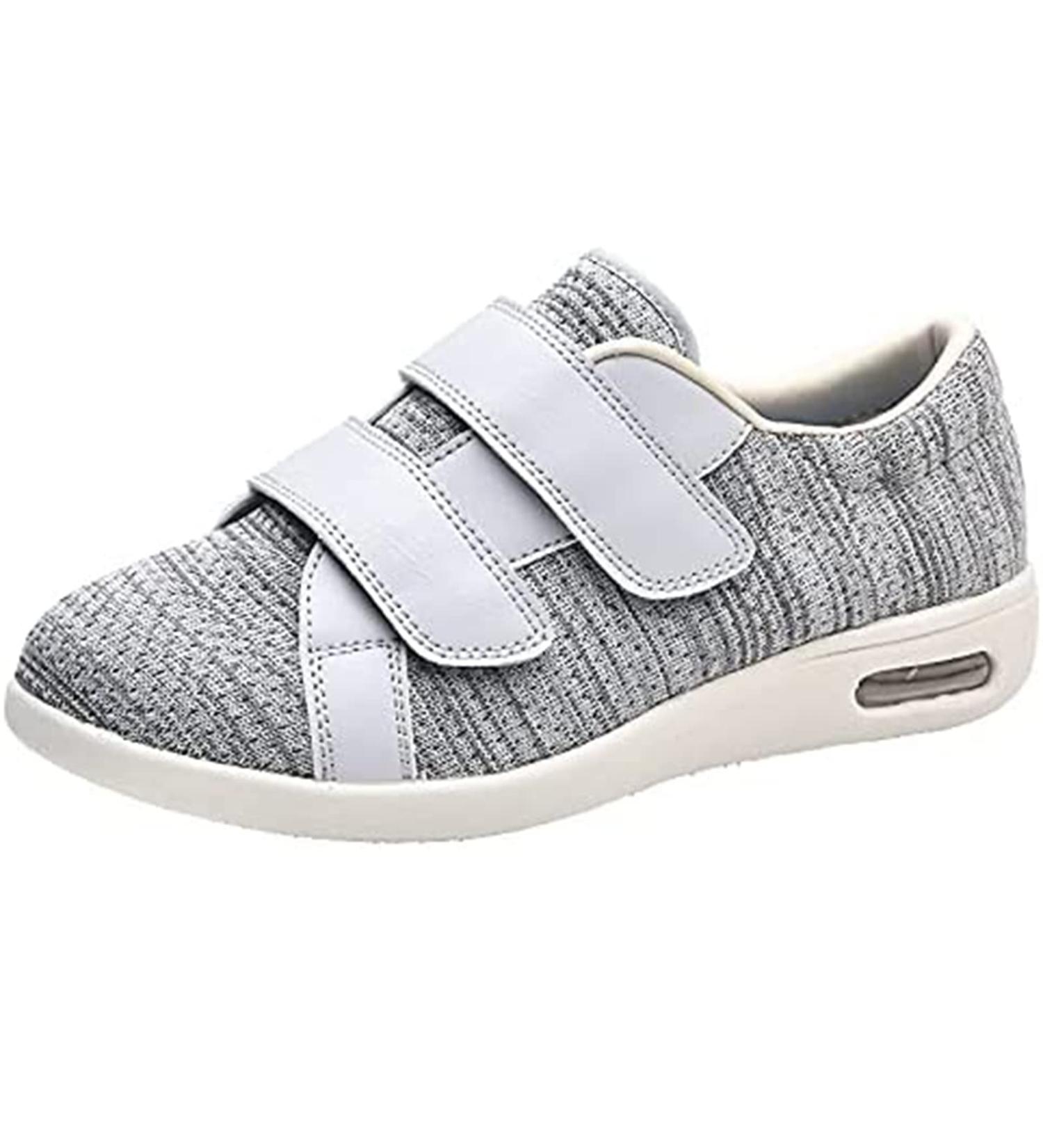 QDCZDQ Men's Adjustable Wide-Width Diabetic Edema Walking Shoes - Air Cushioned for Elderly Swollen Feet - Light Gray - Size 5 US - Buy Online on GoSupps.com