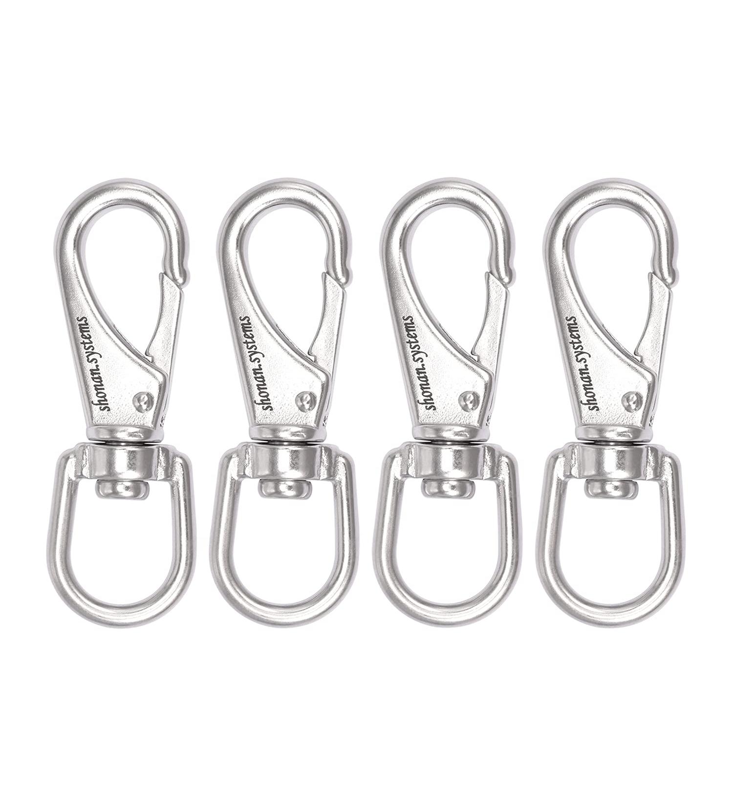 SHONAN Stainless Steel Flag Clips - 4 Pack 3.5 Inch Swivel Snap Hooks for Flagpole Rope, Dog Leashes, Keychains, Boat Ropes, Bird Feeders - Buy Online on GoSupps.com