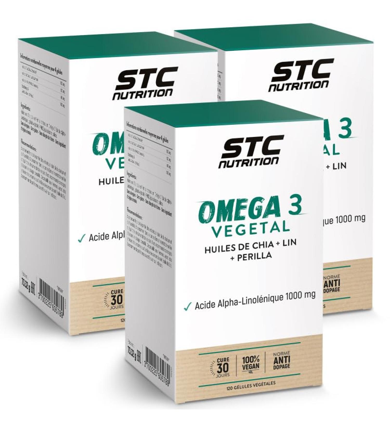 STC NUTRITION | Omega 3 VEGETABLE | Dietary Supplement with Vegetable Oils of Flax Chia & Perilla | Source of Plant Essential Fatty Acids | Cardiovascular Function Support | Pack of 3 - Buy Online on GoSupps.com