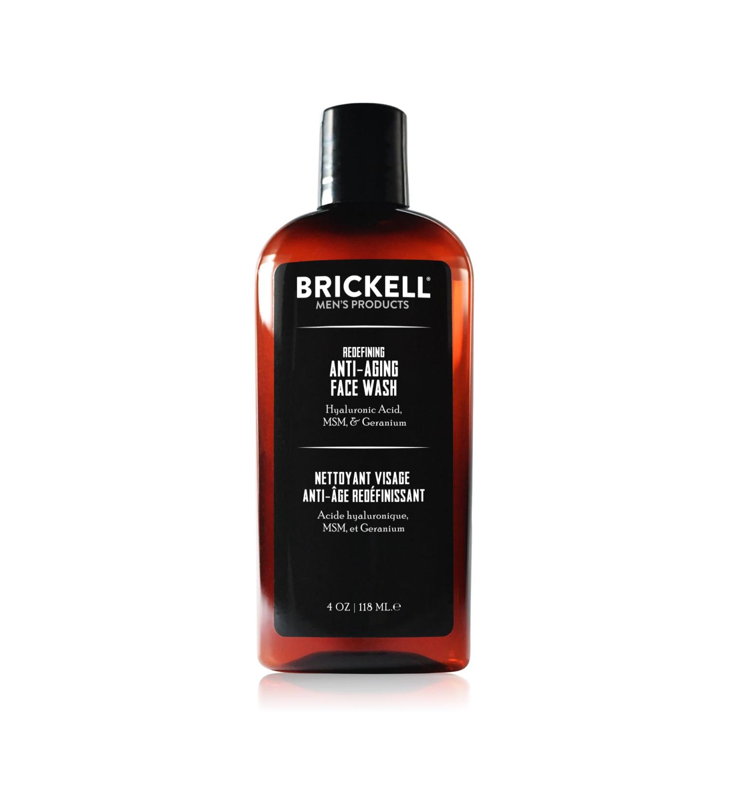 Brickell Men's Redefining Anti-Aging Face Wash For Men, Natural and Organic, Foaming Gel Face Wash Firms & Plumps Skin to Reduce Signs of Aging (Scented, 4 oz) Scented 4 Ounce (Pack of 1) - Buy Online on GoSupps.com